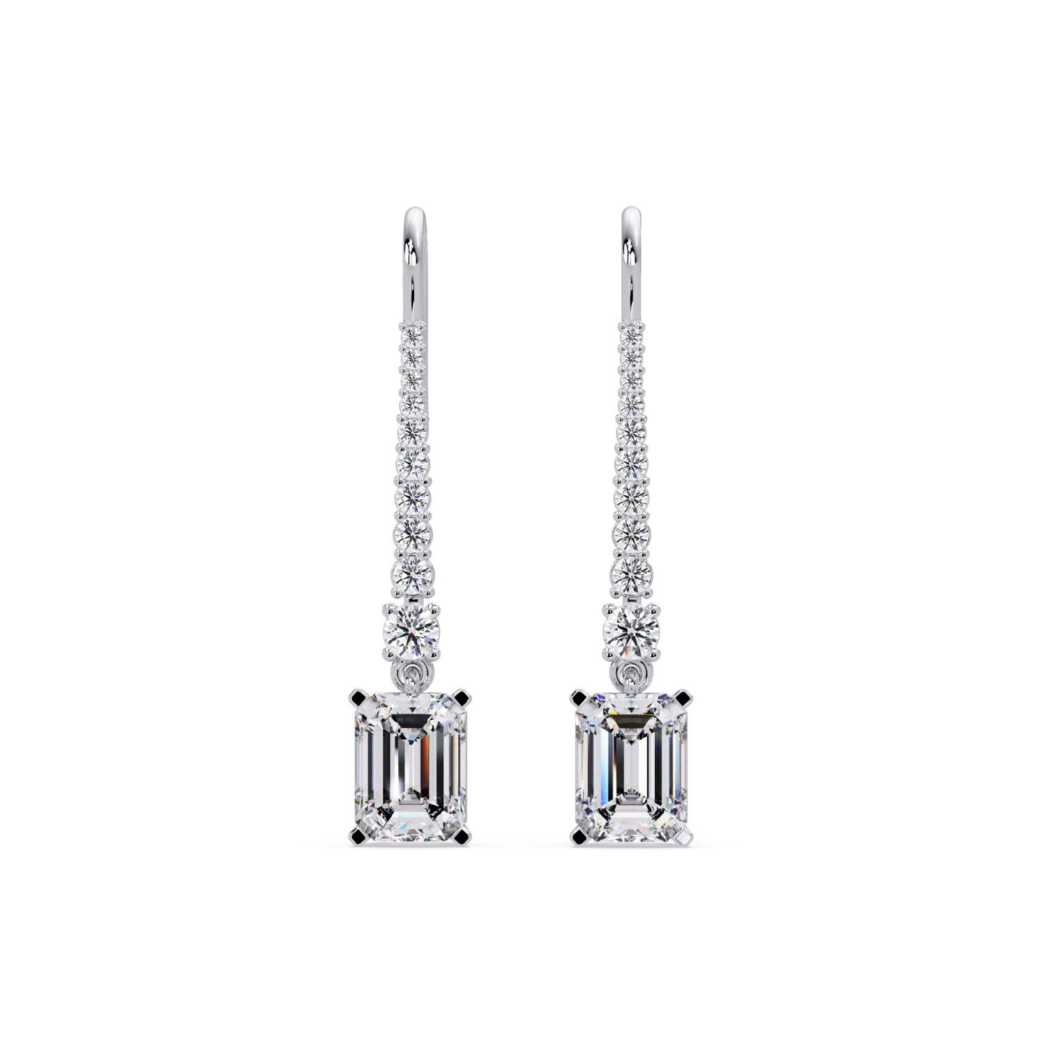 Octagon 4.00 Ct Lab-Grown Diamond Drop Earrings - Sterling Silver