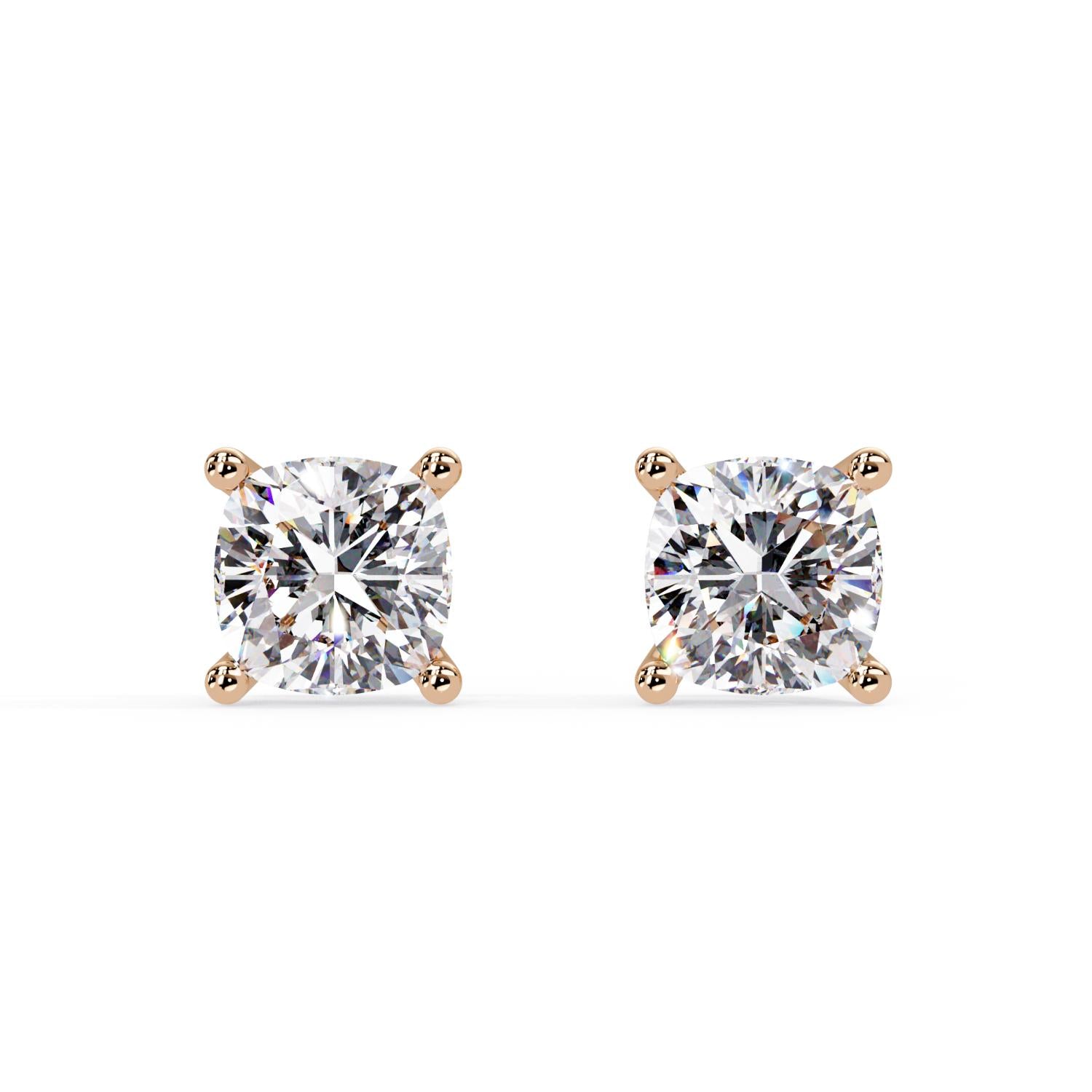 Classic Solitaire Cushion 2.25 Ct Lab-Grown Diamond Stud Earrings - Sterling Silver