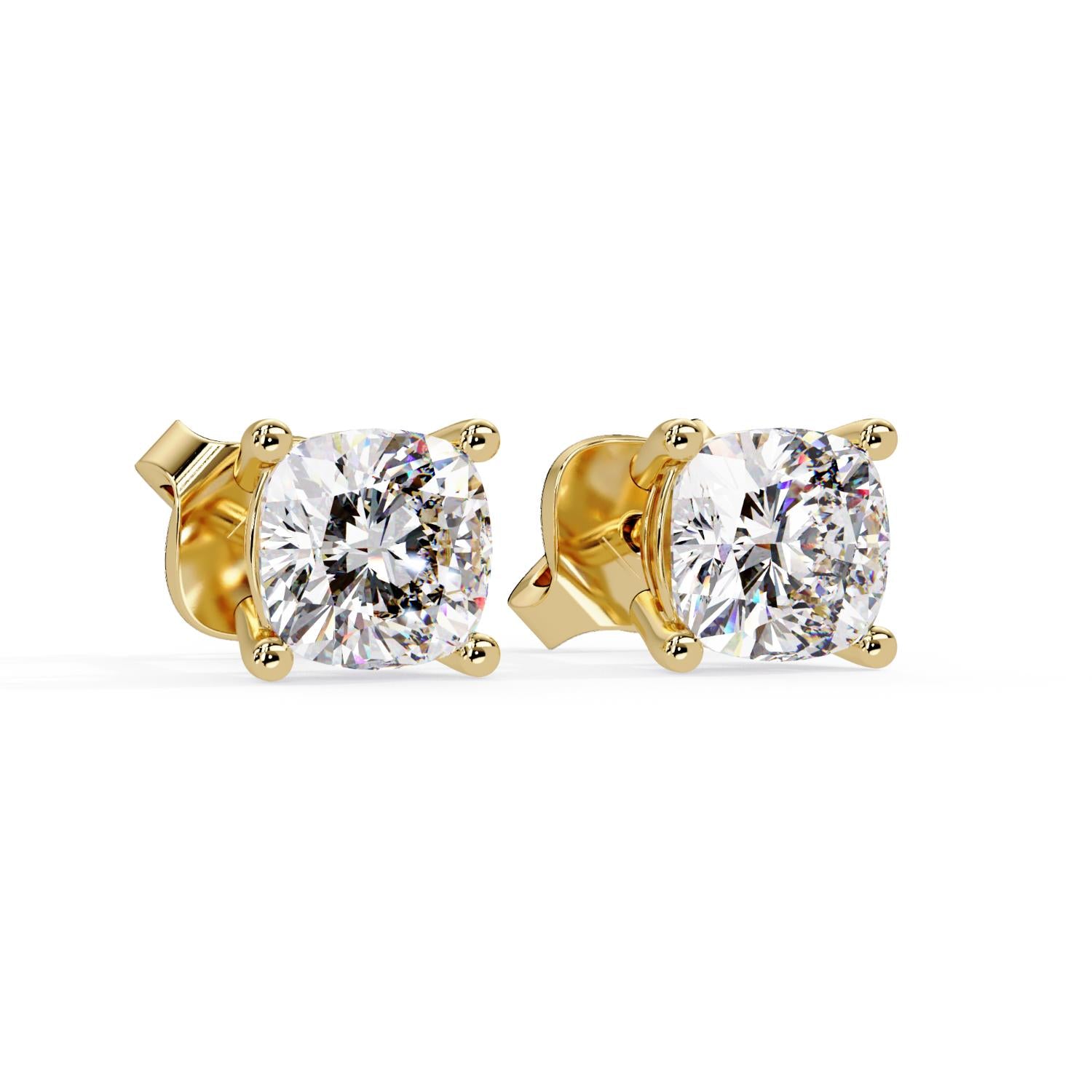 Classic Solitaire Cushion 2.25 Ct Lab-Grown Diamond Stud Earrings - Sterling Silver