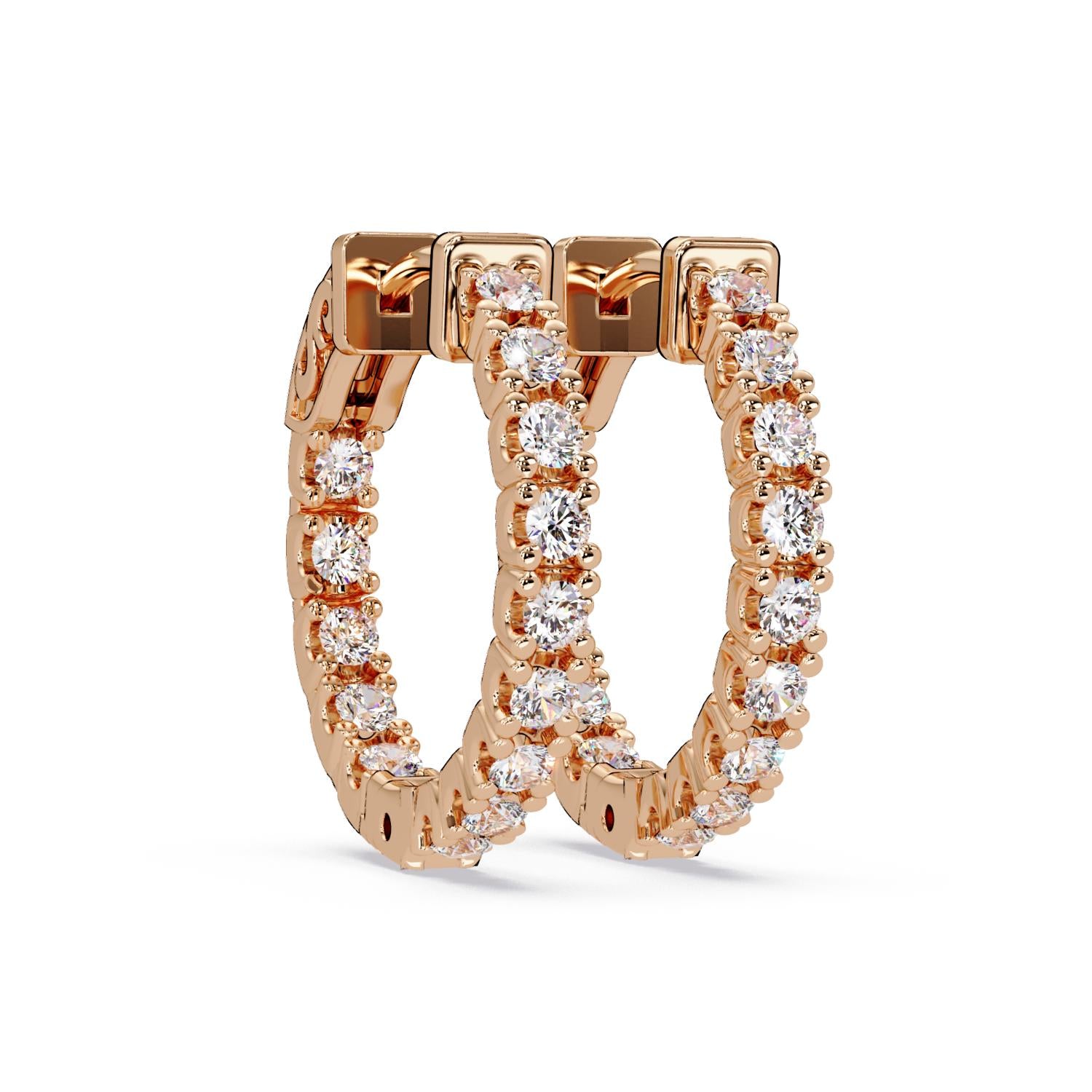 Round 0.90 Ct Lab-Grown Diamond Hoop Earrings - Sterling Silver