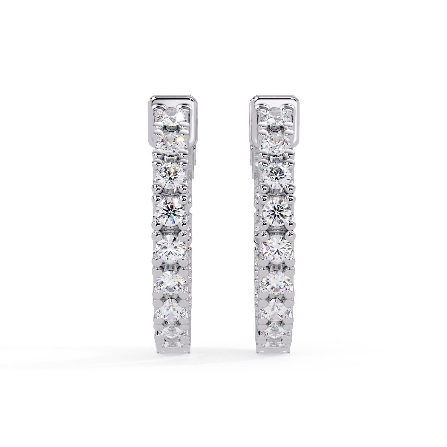 Round 0.90 Ct Lab-Grown Diamond Hoop Earrings - Sterling Silver