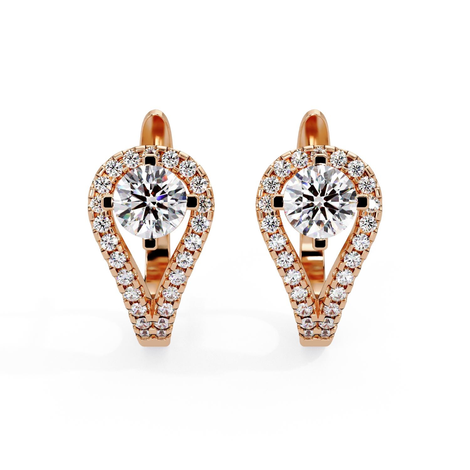 Round 1.35 Ct Lab-Grown Diamond Halo Teardrop Open Earrings - Sterling Silver