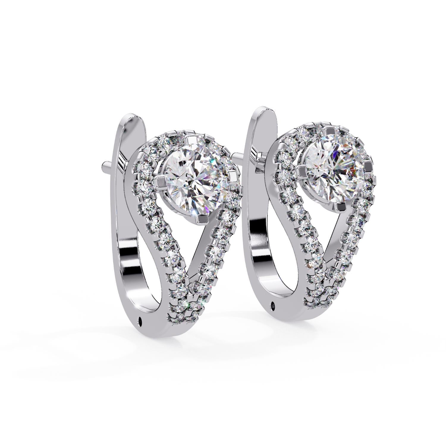 Round 1.35 Ct Lab-Grown Diamond Halo Teardrop Open Earrings - Sterling Silver