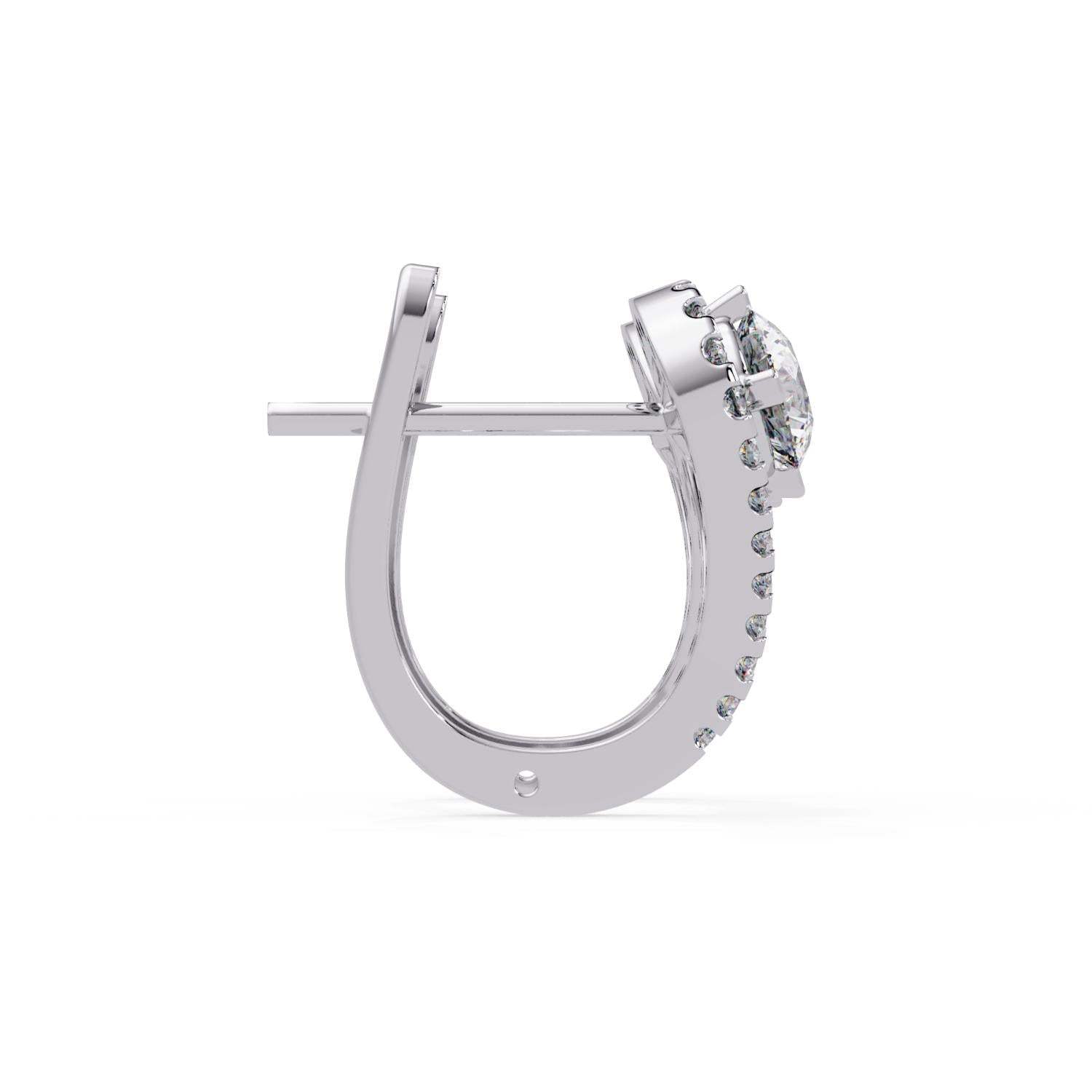 Round 1.35 Ct Lab-Grown Diamond Halo Teardrop Open Earrings - Sterling Silver