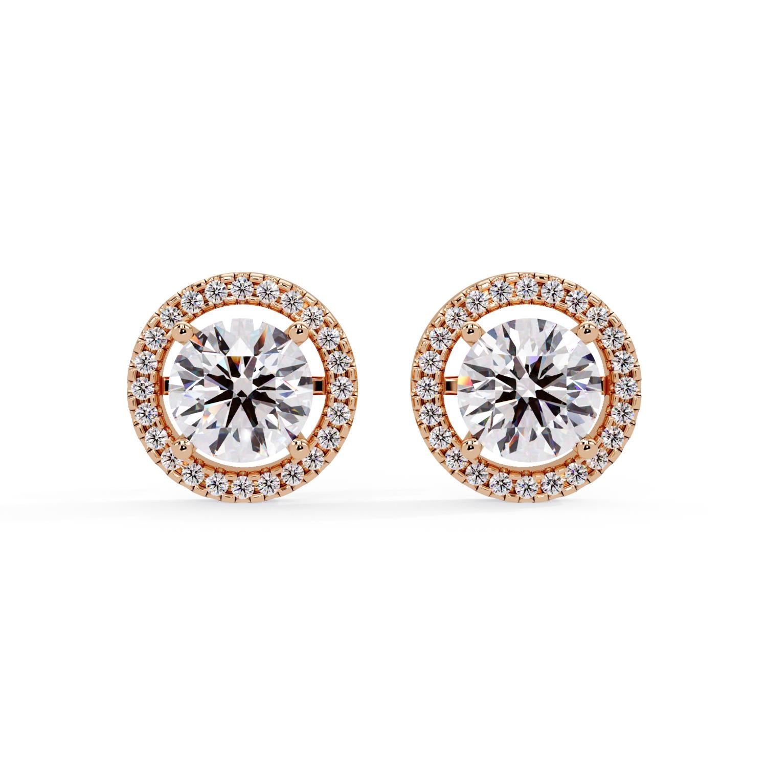 Round 4.50 Ct Lab-Grown Diamond Halo Stud Earrings - Sterling Silver