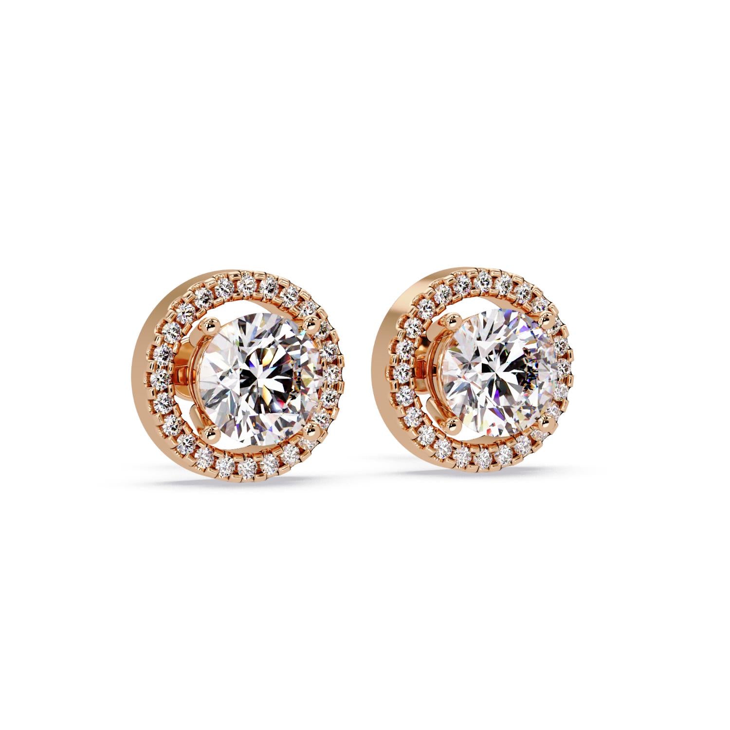 Round 4.50 Ct Lab-Grown Diamond Halo Stud Earrings - Sterling Silver
