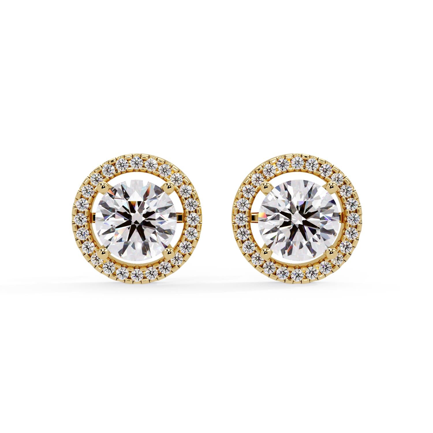 Round 4.50 Ct Lab-Grown Diamond Halo Stud Earrings - Sterling Silver
