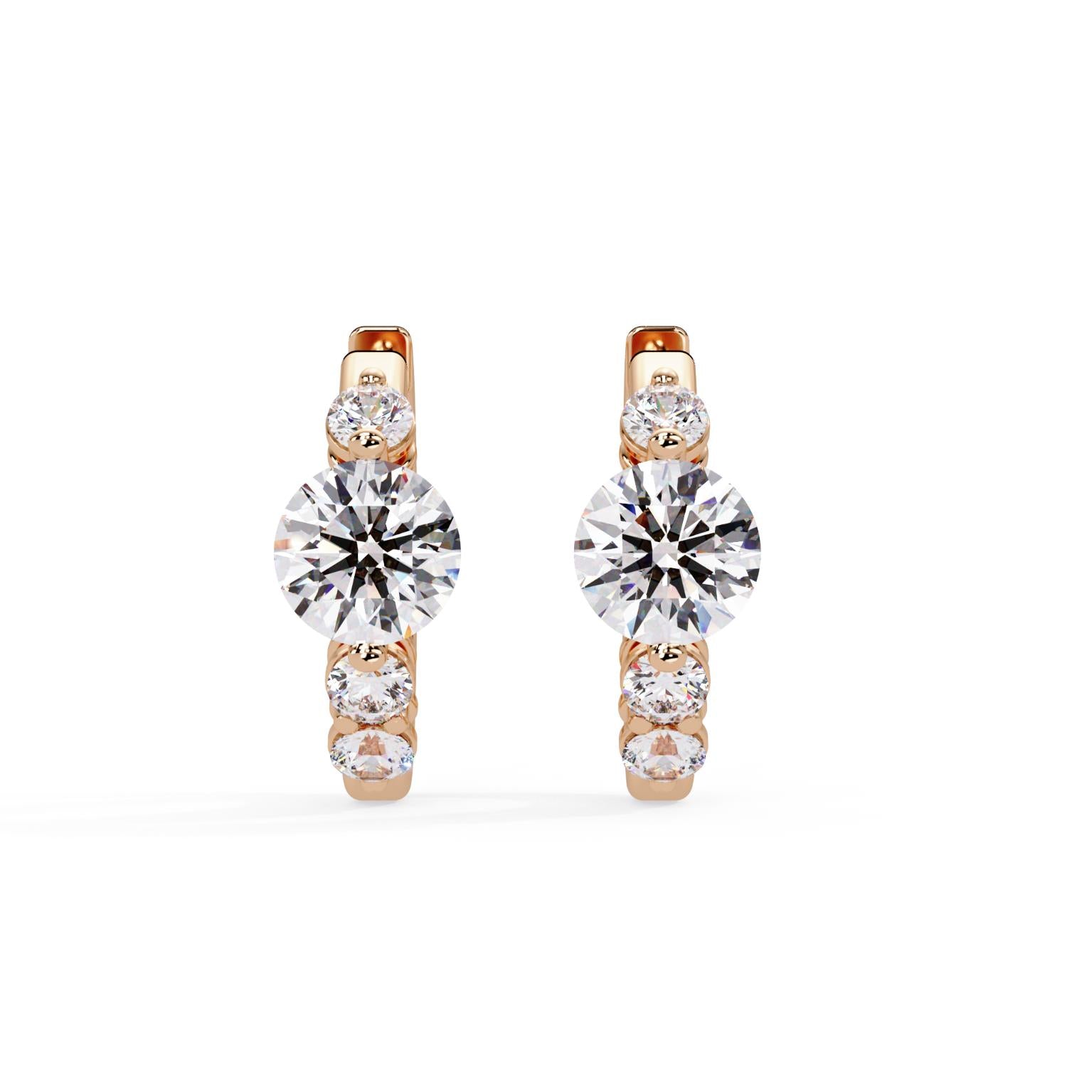 Round 2.70 Ct Lab-Grown Diamond Three Stone Hoop Earrings - Sterling Silver