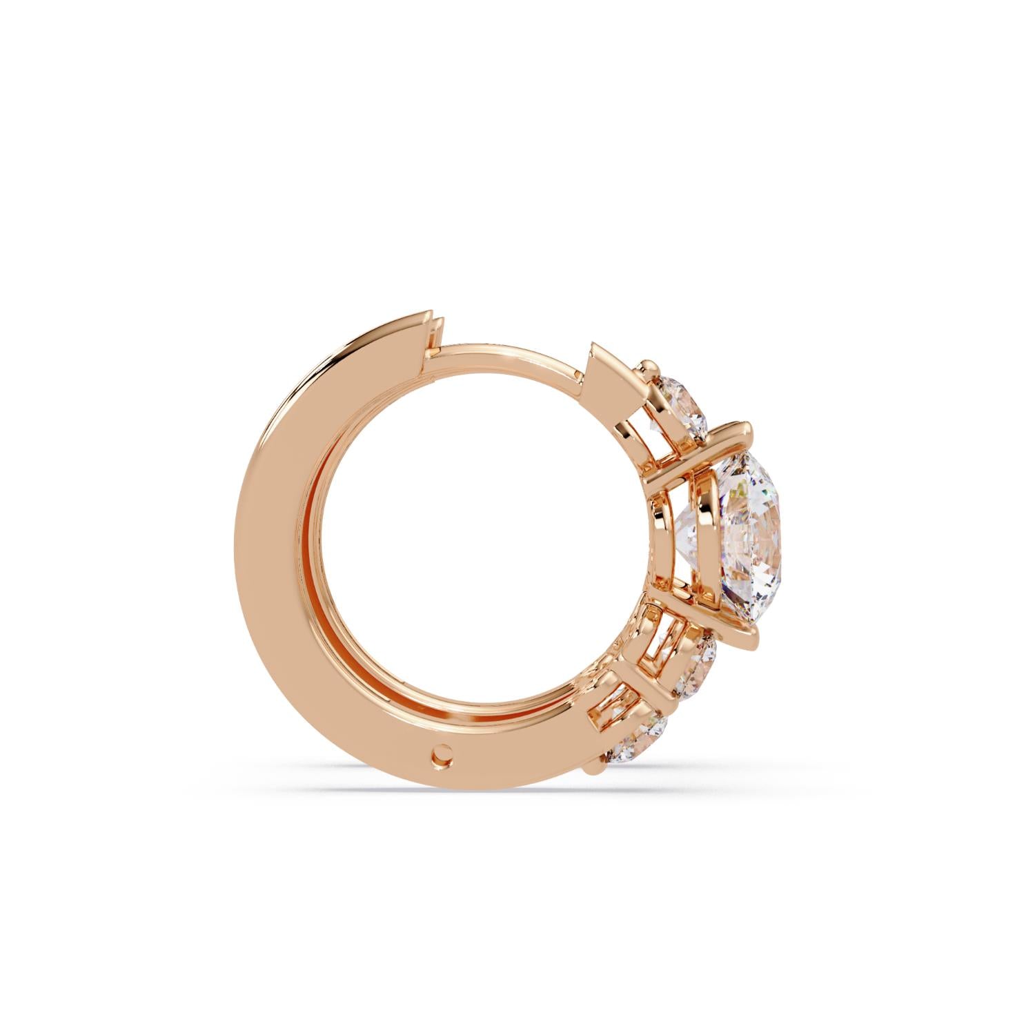 Round 2.70 Ct Lab-Grown Diamond Three Stone Hoop Earrings - Sterling Silver