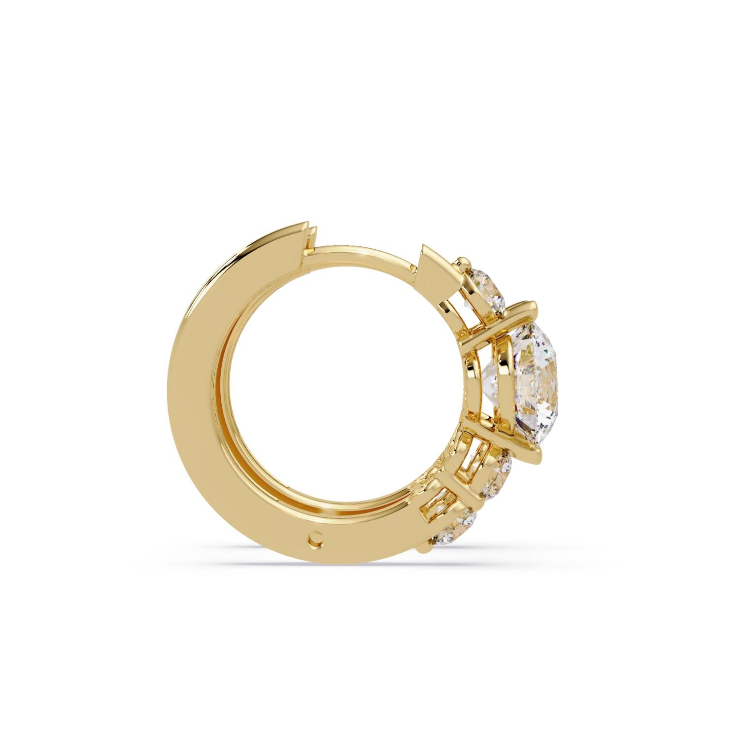 Round 2.70 Ct Lab-Grown Diamond Three Stone Hoop Earrings - Sterling Silver