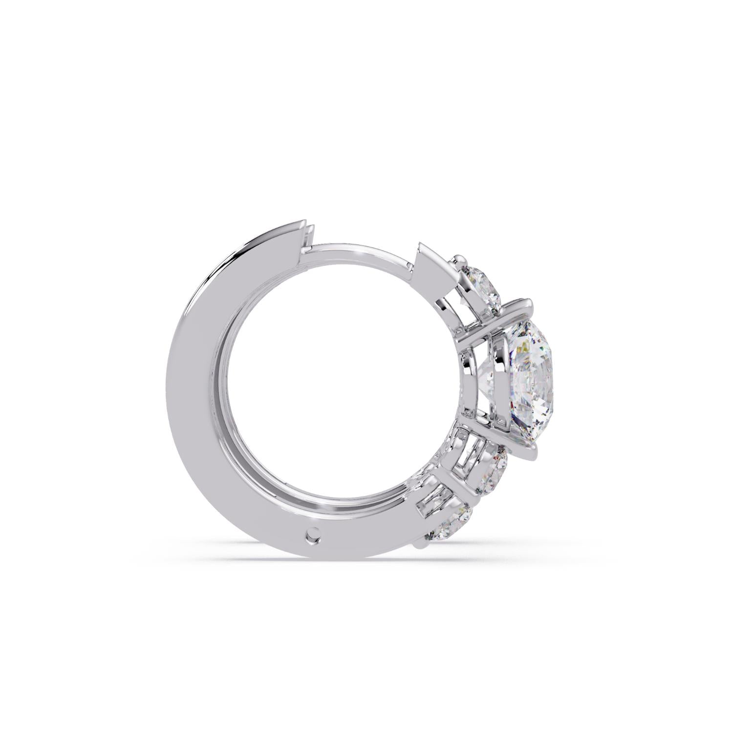 Round 2.70 Ct Lab-Grown Diamond Three Stone Hoop Earrings - Sterling Silver