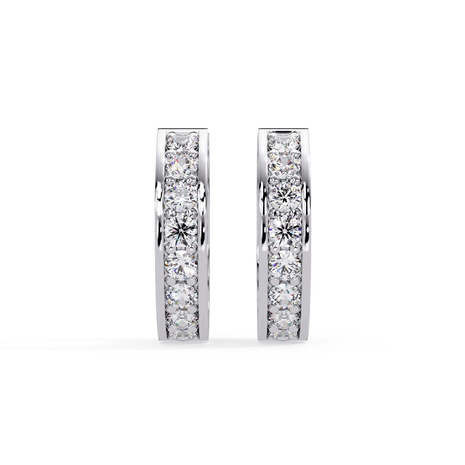 Round 0.50 Ct Lab-Grown Diamond Minimalist Hoop Earrings - Sterling Silver
