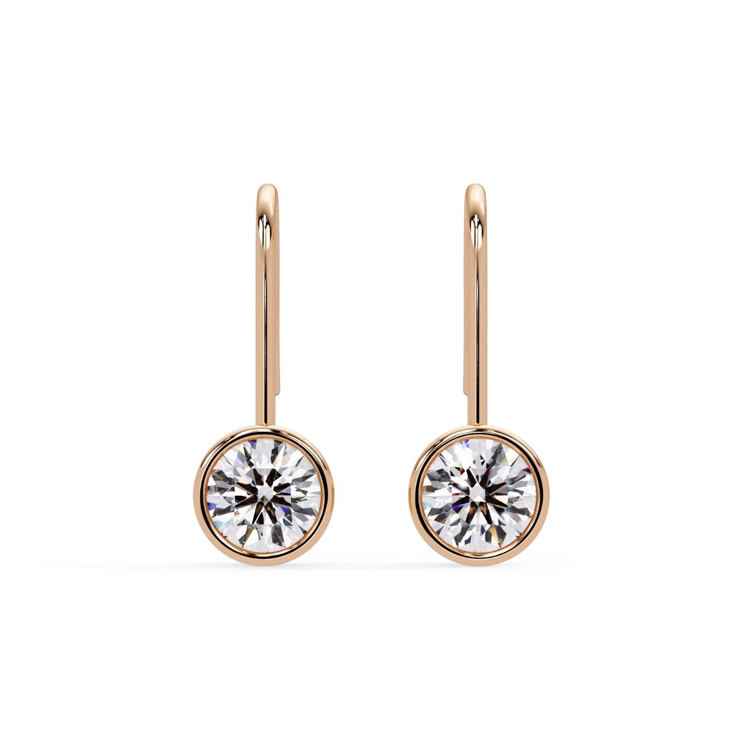 Round 1.30 Ct Lab-Grown Diamond Bezel Drop Minimalist Earrings - Sterling Silver