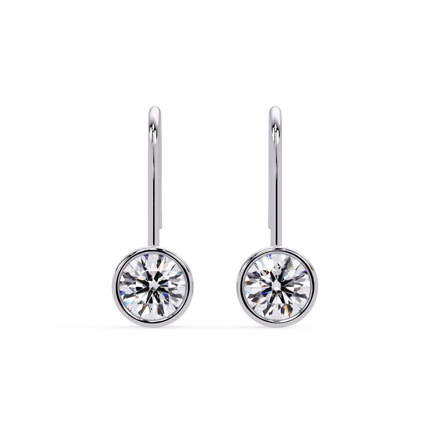 Round 1.30 Ct Lab-Grown Diamond Bezel Drop Minimalist Earrings - Sterling Silver