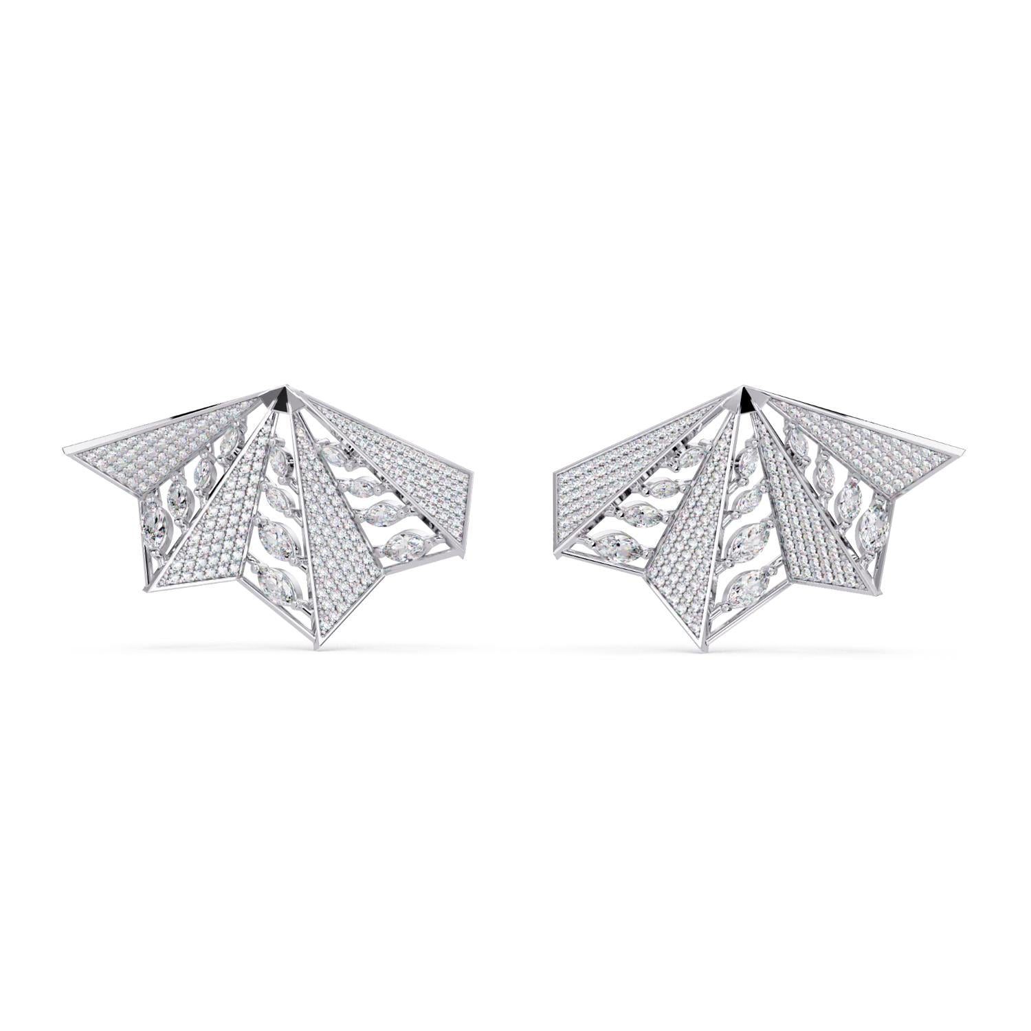 Marquise & Round 2.75 Ct Lab-Grown Diamond Statement Fan Wing Earrings- Sterling Silver