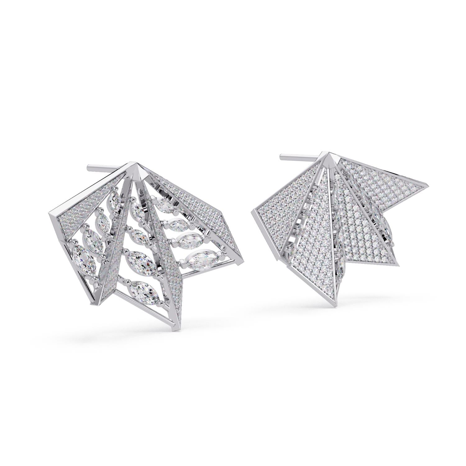 Marquise & Round 2.75 Ct Lab-Grown Diamond Statement Fan Wing Earrings- Sterling Silver