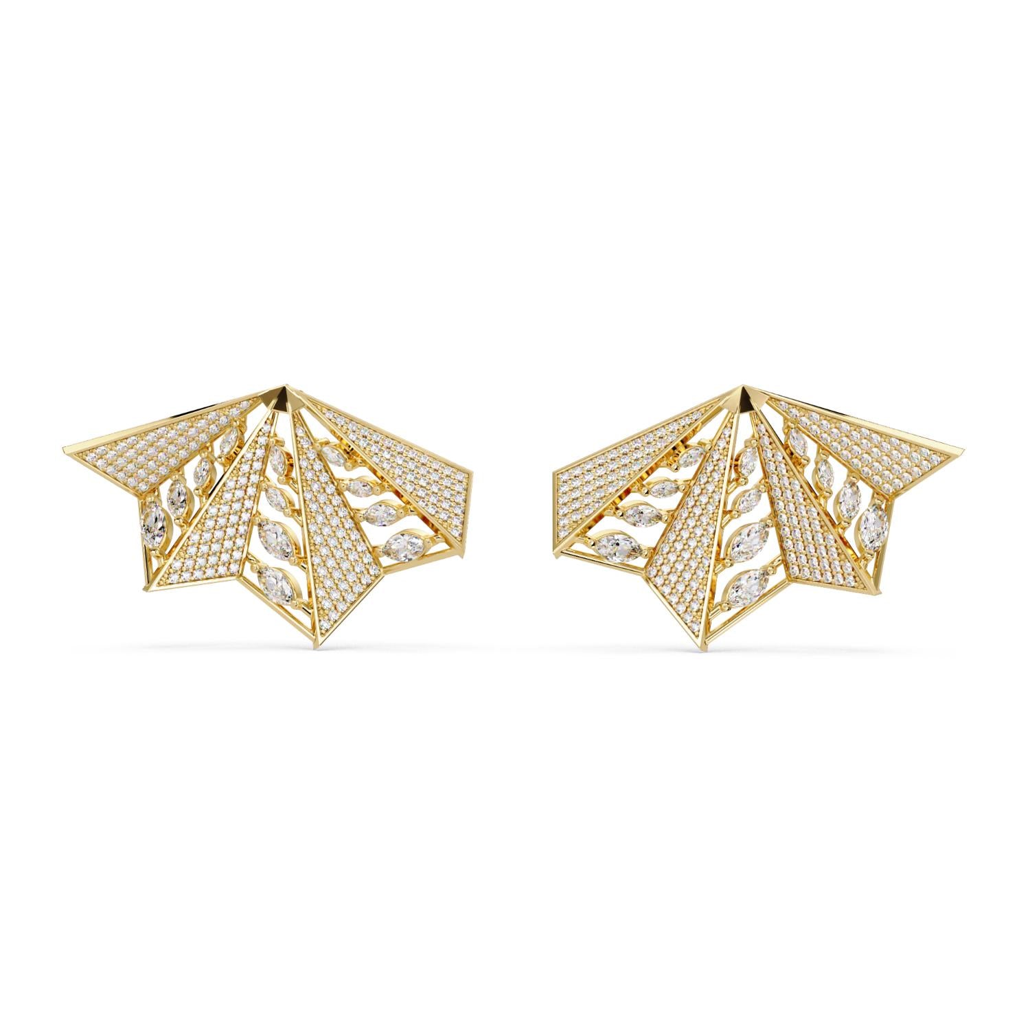 Marquise & Round 2.75 Ct Lab-Grown Diamond Statement Fan Wing Earrings- Sterling Silver