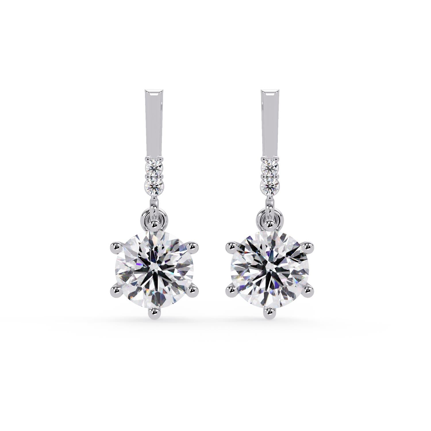 Classic Drop Solitaire Round 4.75 Ct Lab-Grown Diamond Earrings- Sterling Silver