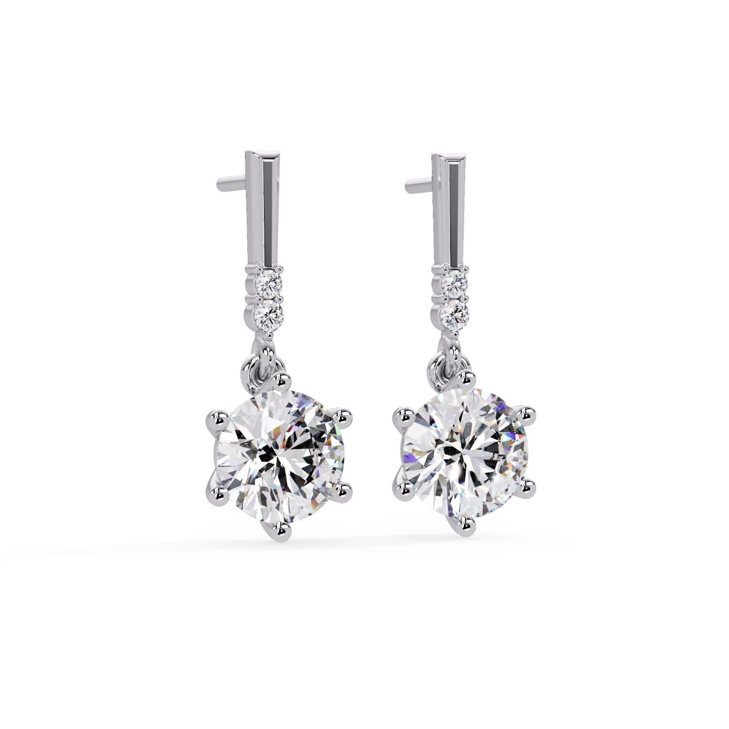 Classic Drop Solitaire Round 4.75 Ct Lab-Grown Diamond Earrings- Sterling Silver