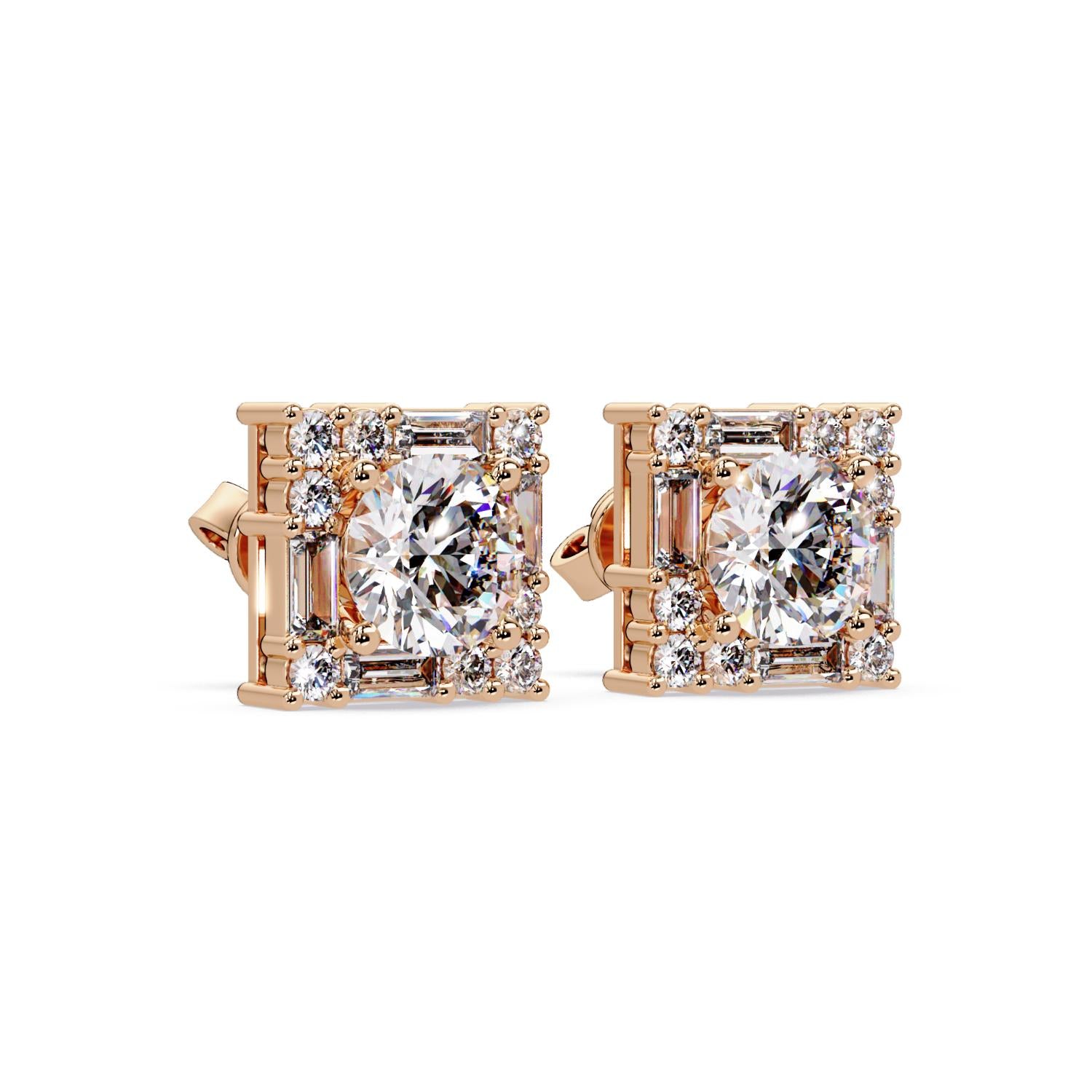 Round 3.00 Ct Lab-Grown Diamond Stud Earrings - Sterling Silver