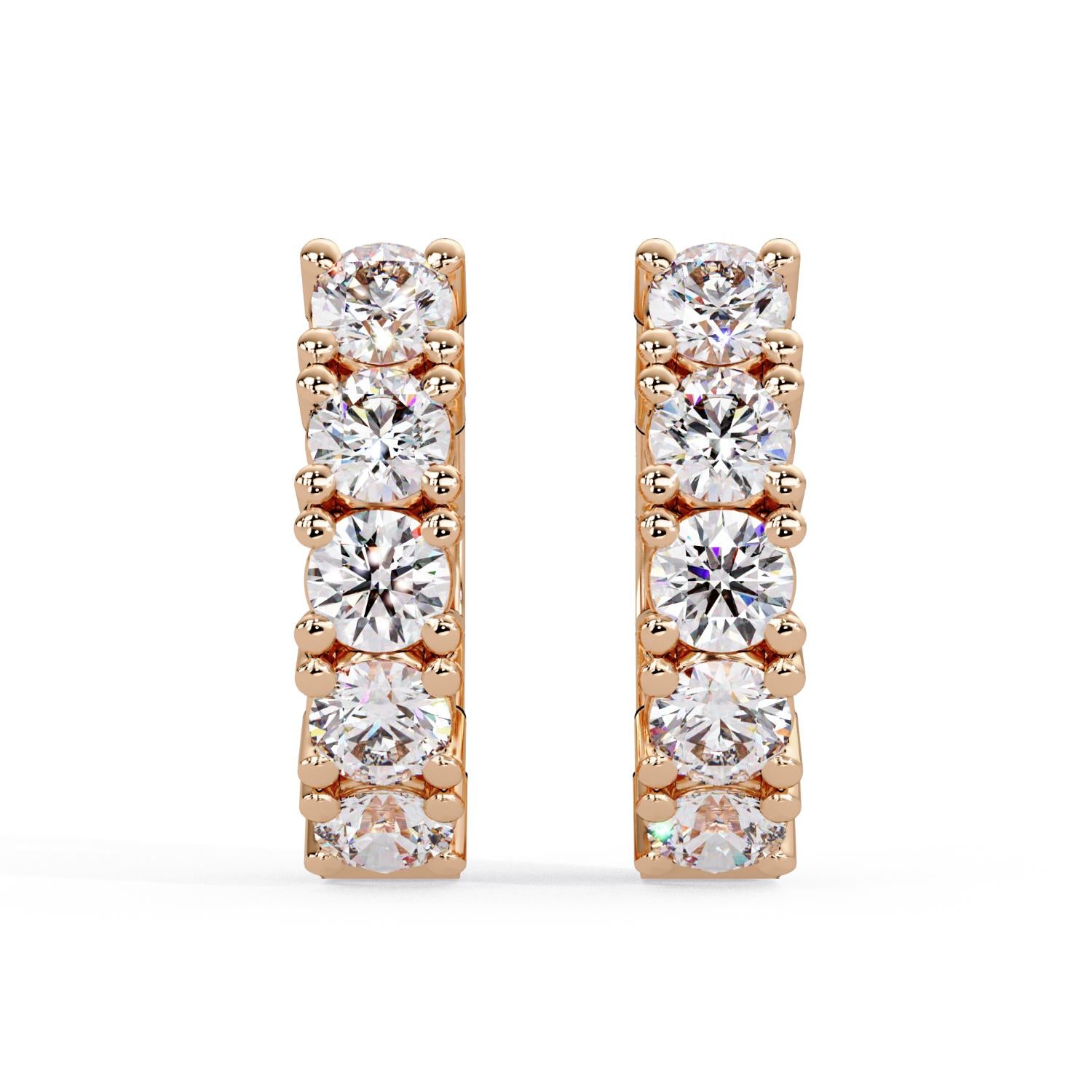 Round 1.00 Ct Lab-Grown Diamond Classic Hoop Pavé Earrings - Sterling Silver