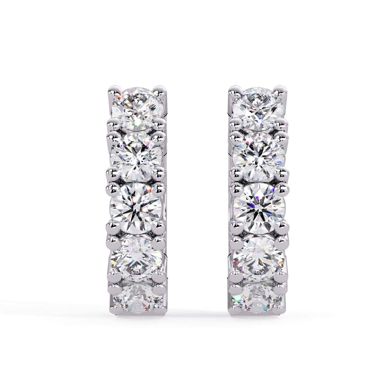 Round 1.00 Ct Lab-Grown Diamond Classic Hoop Pavé Earrings - Sterling Silver