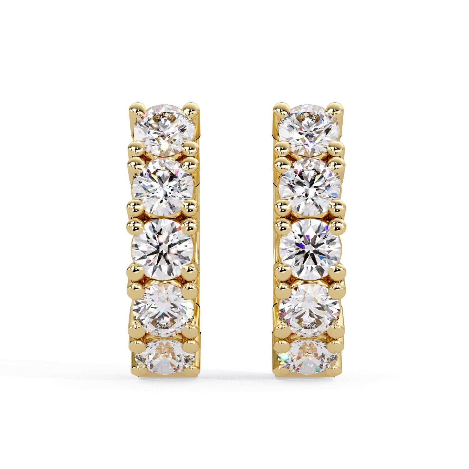 Round 1.00 Ct Lab-Grown Diamond Classic Hoop Pavé Earrings - Sterling Silver