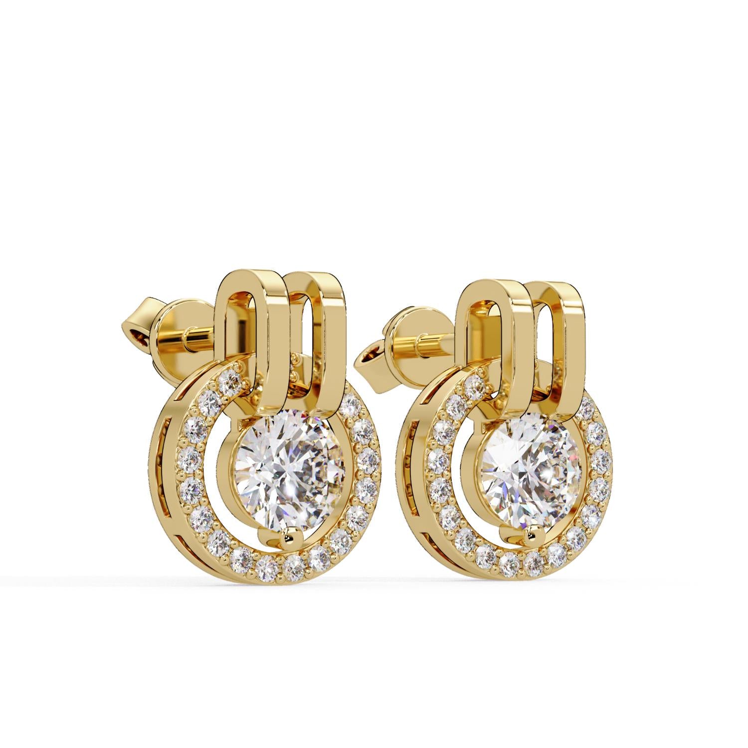 Round 1.55 Ct Lab-Grown Diamond Halo Circle Drop Earrings - Sterling Silver