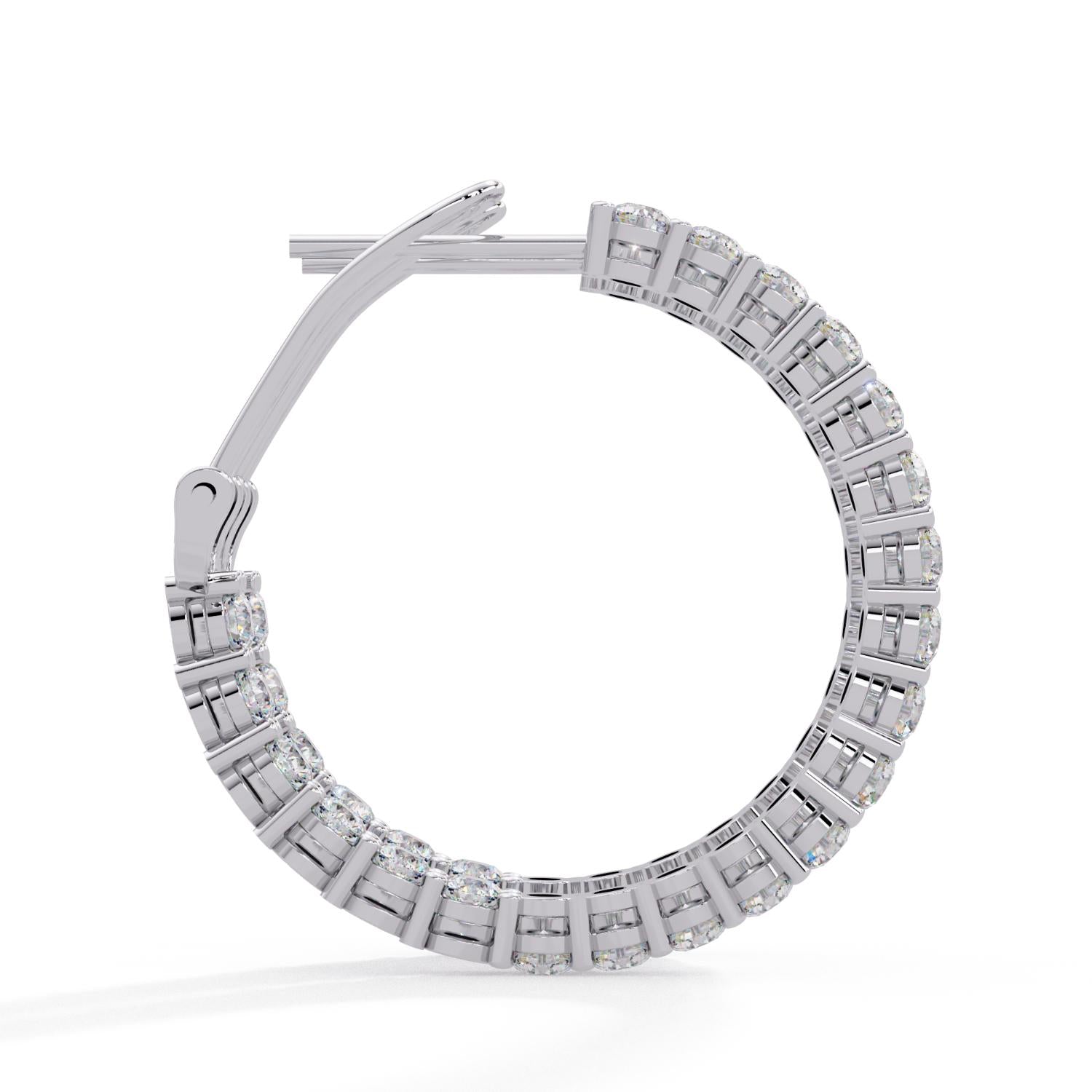 Round 4.50 Ct Lab-Grown Diamond Inside-Out Hoop Earrings - Sterling Silver