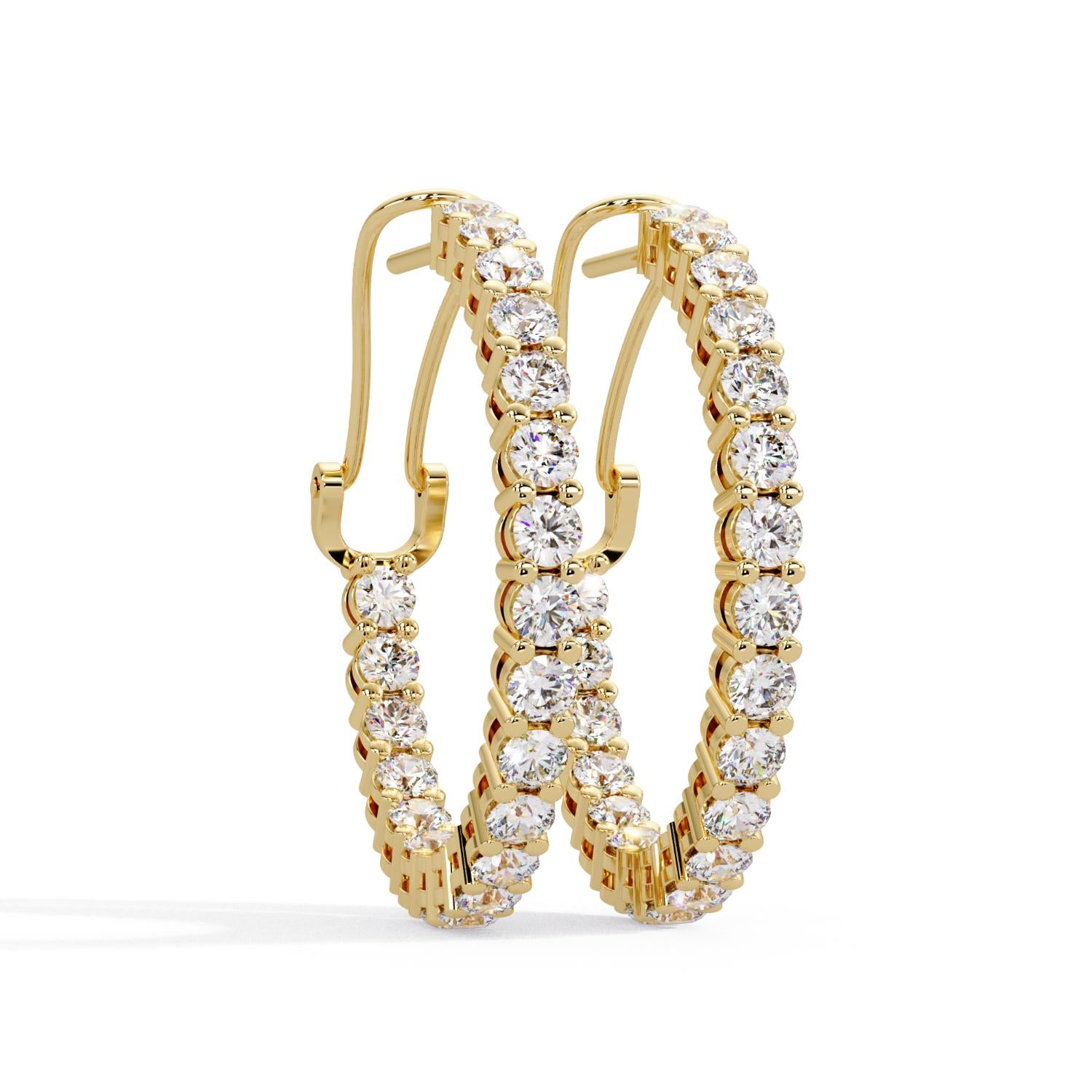 Round 4.50 Ct Lab-Grown Diamond Inside-Out Hoop Earrings - Sterling Silver