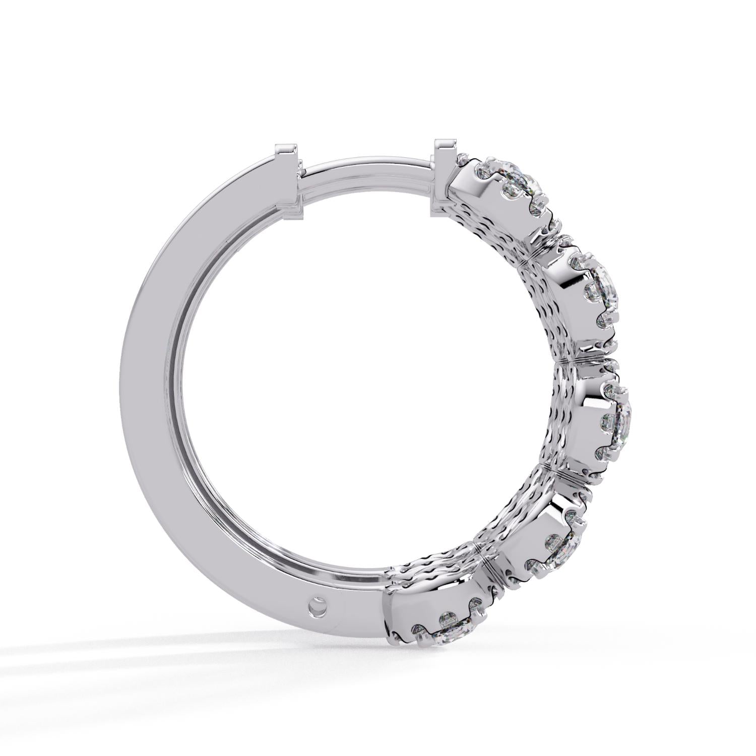 Round 1.50 Ct Lab-Grown Diamond Halo Cluster Hoop Earrings - Sterling Silver