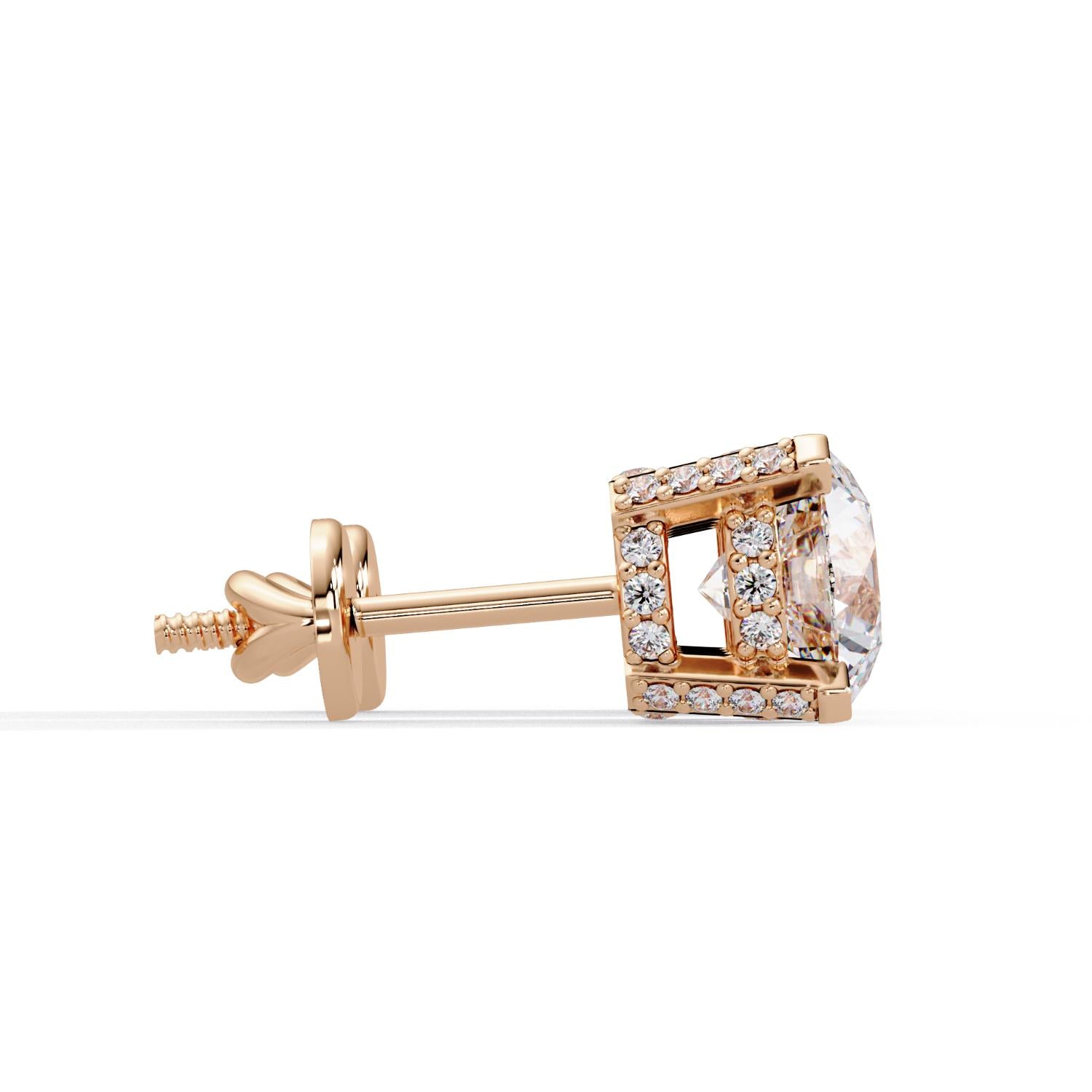 Round 3.00 Ct Lab-Grown Diamond Classic Solitaire with Hidden Halo Earrings - Sterling Silver
