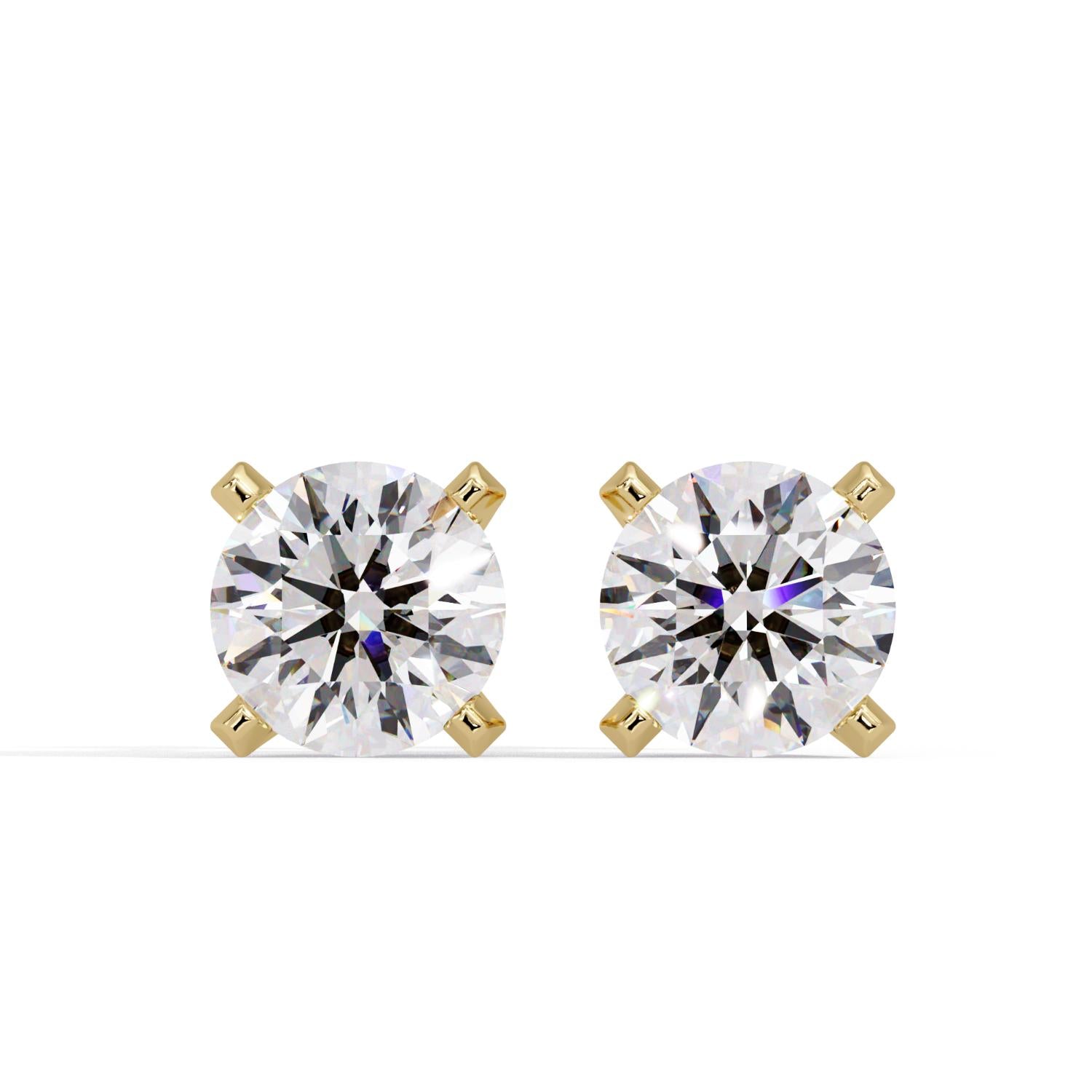 Round 3.00 Ct Lab-Grown Diamond Classic Solitaire with Hidden Halo Earrings - Sterling Silver