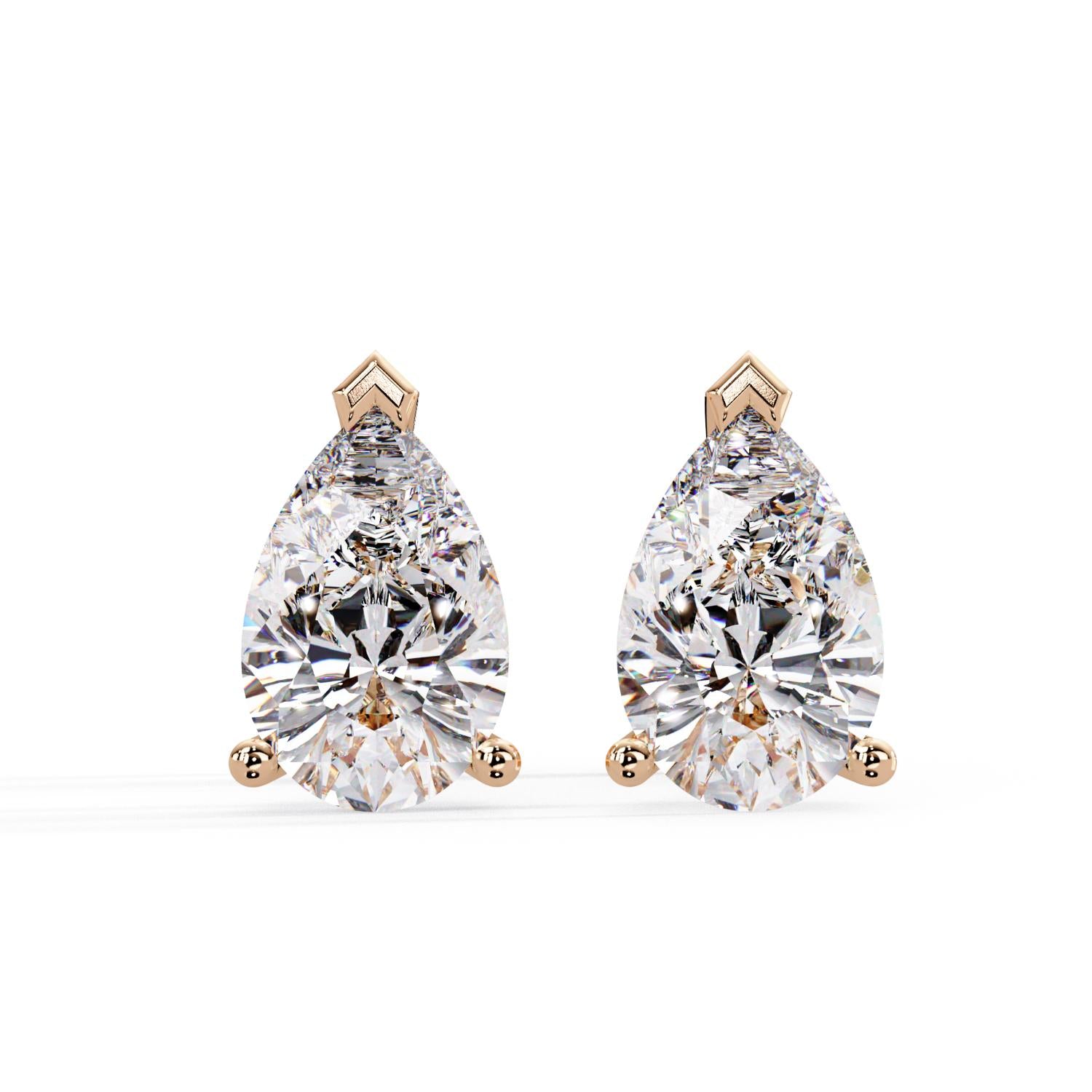 Classic Solitaire Pear 2.00 Ct Lab-Grown Diamond Stud Earrings - Sterling Silver