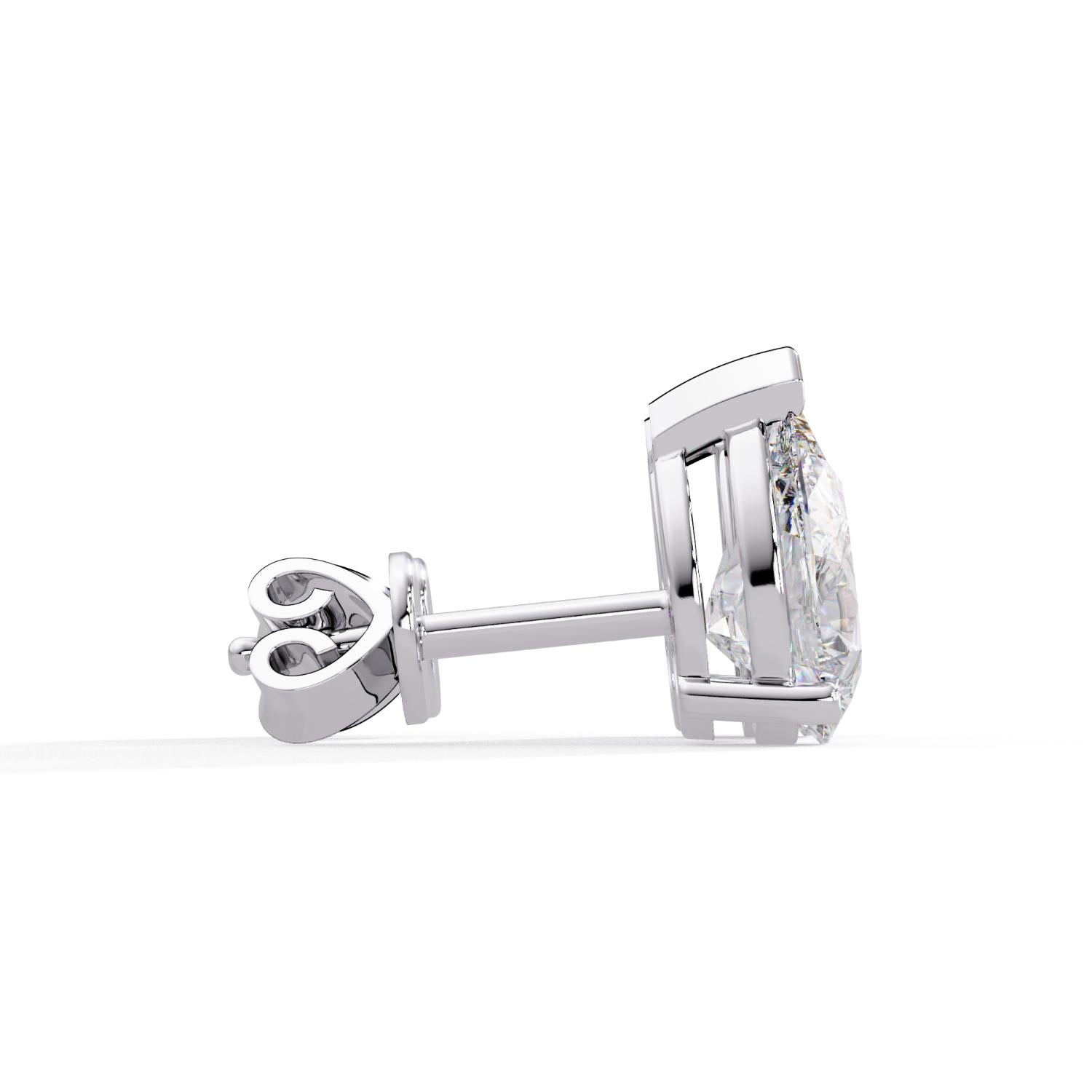 Classic Solitaire Pear 2.00 Ct Lab-Grown Diamond Stud Earrings - Sterling Silver