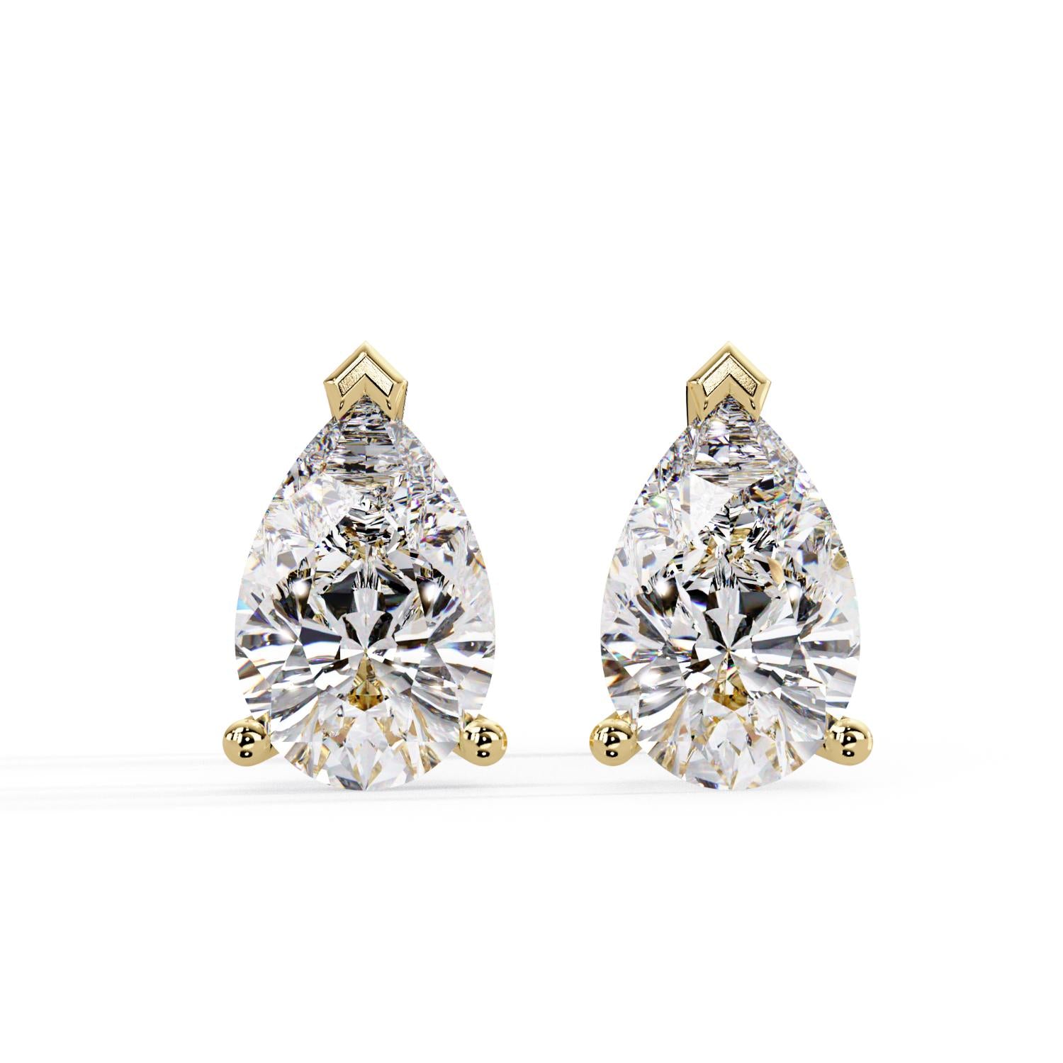 Classic Solitaire Pear 2.00 Ct Lab-Grown Diamond Stud Earrings - Sterling Silver