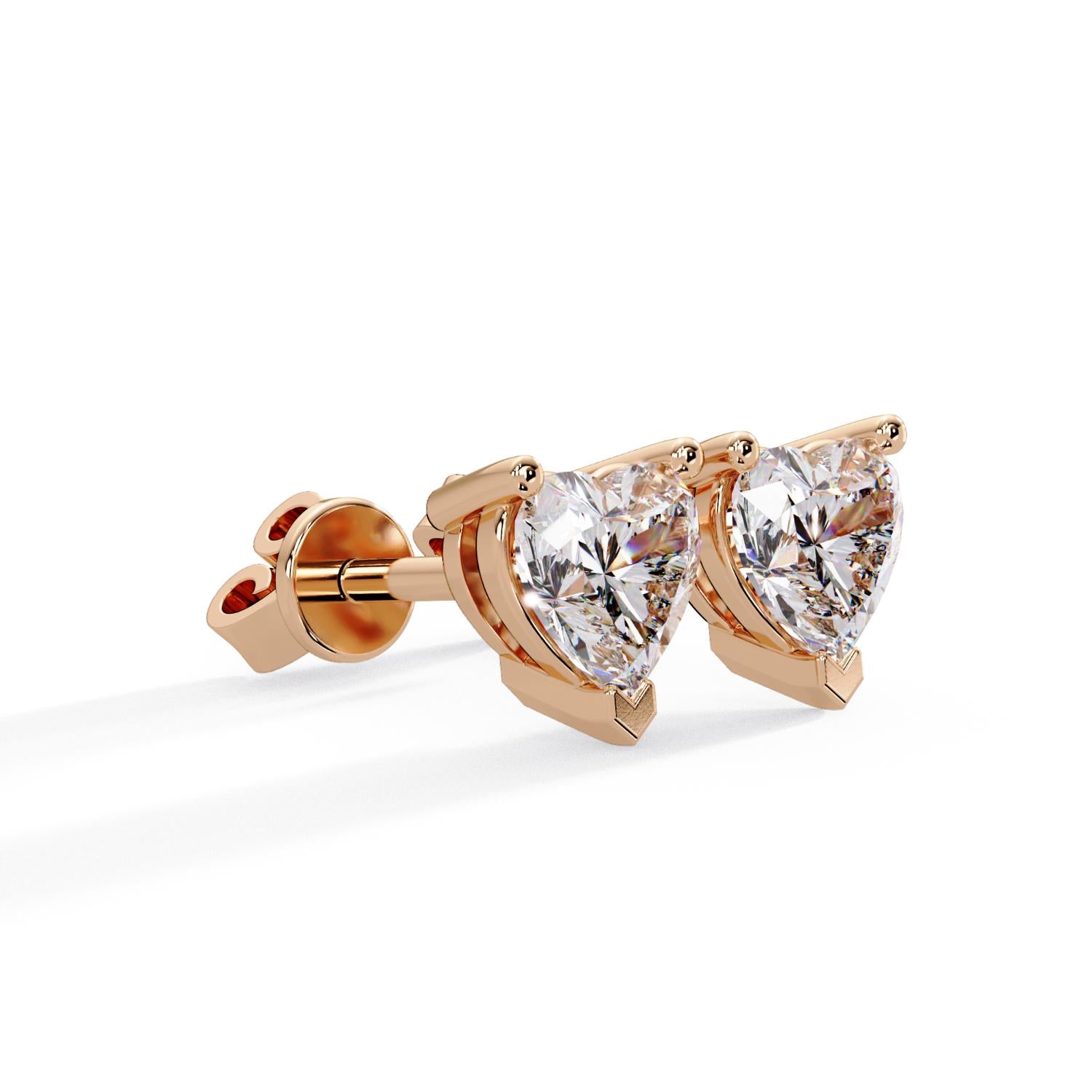 Classic Solitaire Heart 1.20 Ct Lab-Grown Diamond Stud Earrings - Sterling Silver