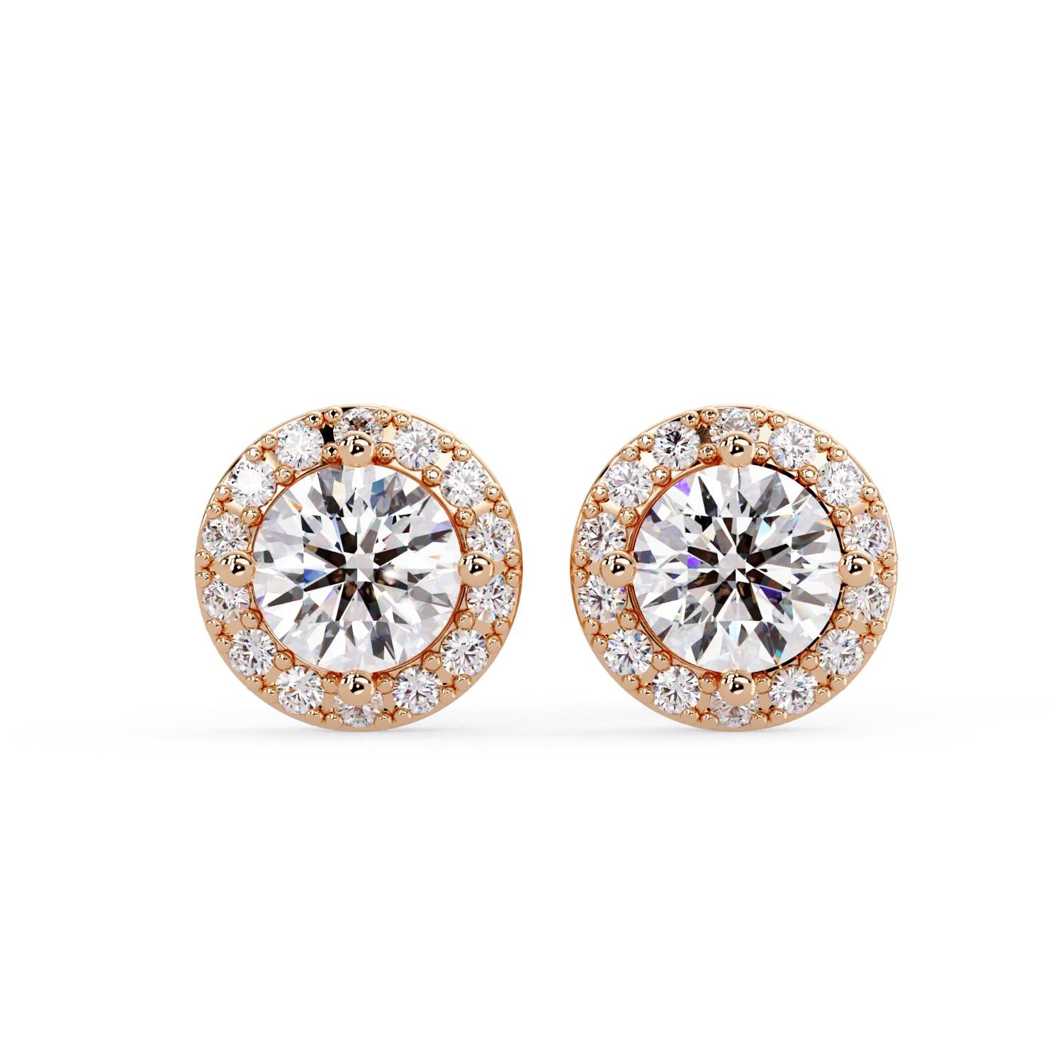 Round 1.20 Ct Lab-Grown Diamond Classic Halo Stud Earrings - Sterling Silver