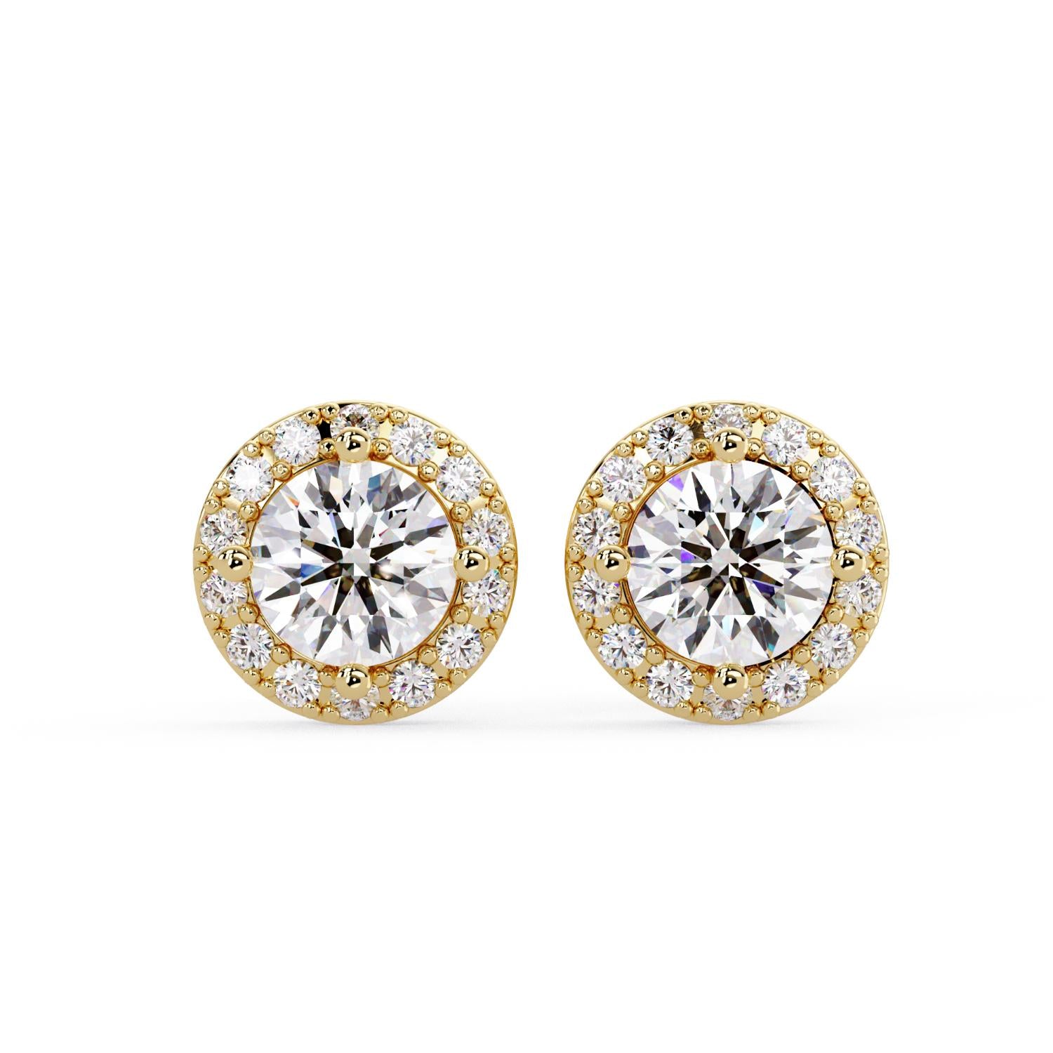 Round 1.20 Ct Lab-Grown Diamond Classic Halo Stud Earrings - Sterling Silver