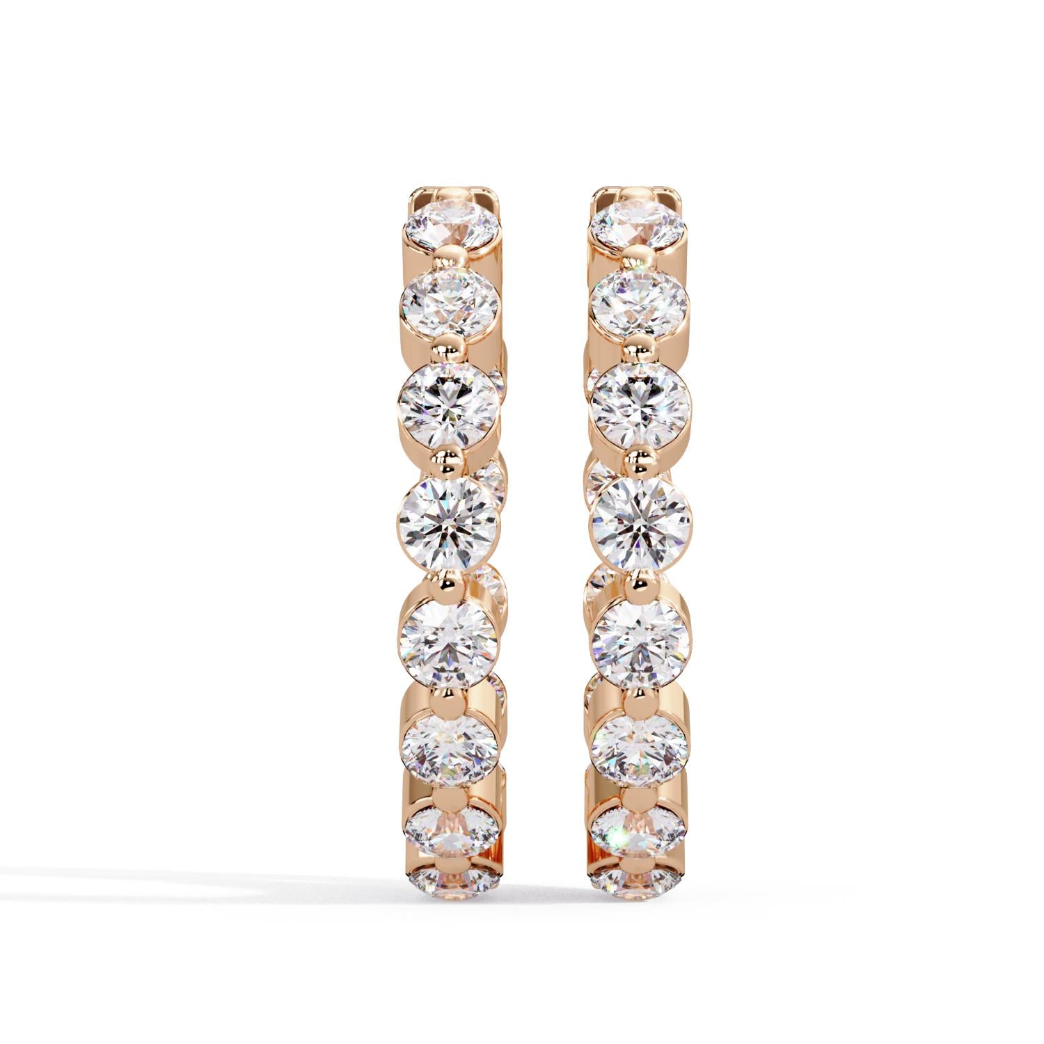 Round 1.60 Ct Lab-Grown Diamond Double Row Eternity Hoop Earrings - Sterling Silver