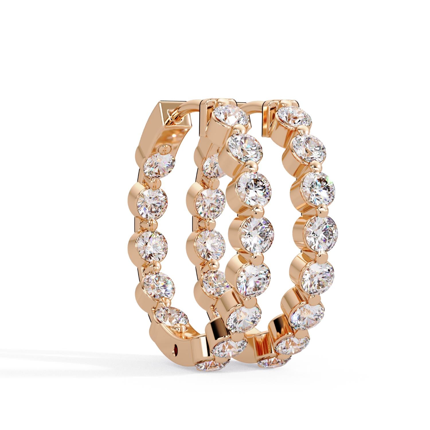 Round 1.60 Ct Lab-Grown Diamond Double Row Eternity Hoop Earrings - Sterling Silver