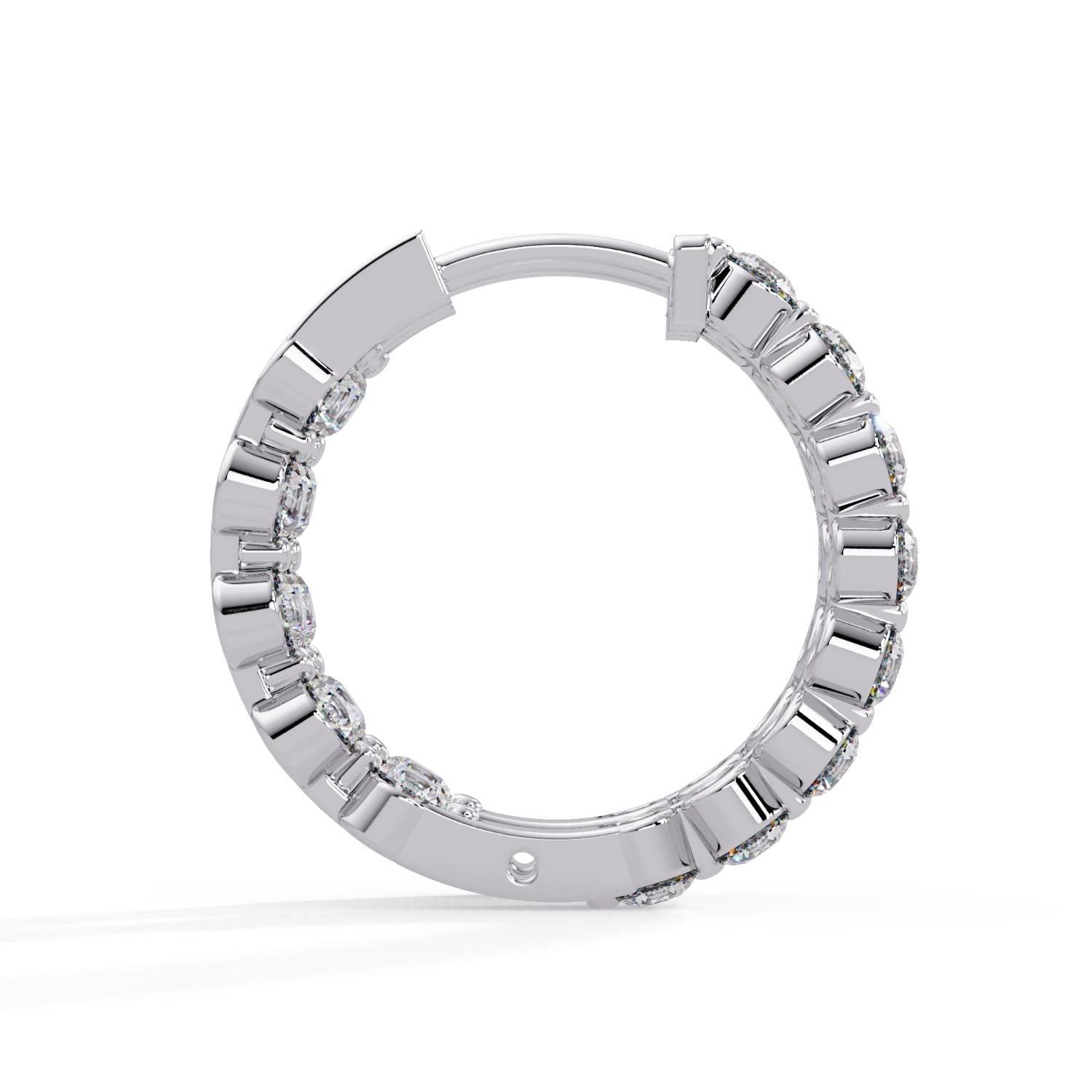 Round 1.60 Ct Lab-Grown Diamond Double Row Eternity Hoop Earrings - Sterling Silver