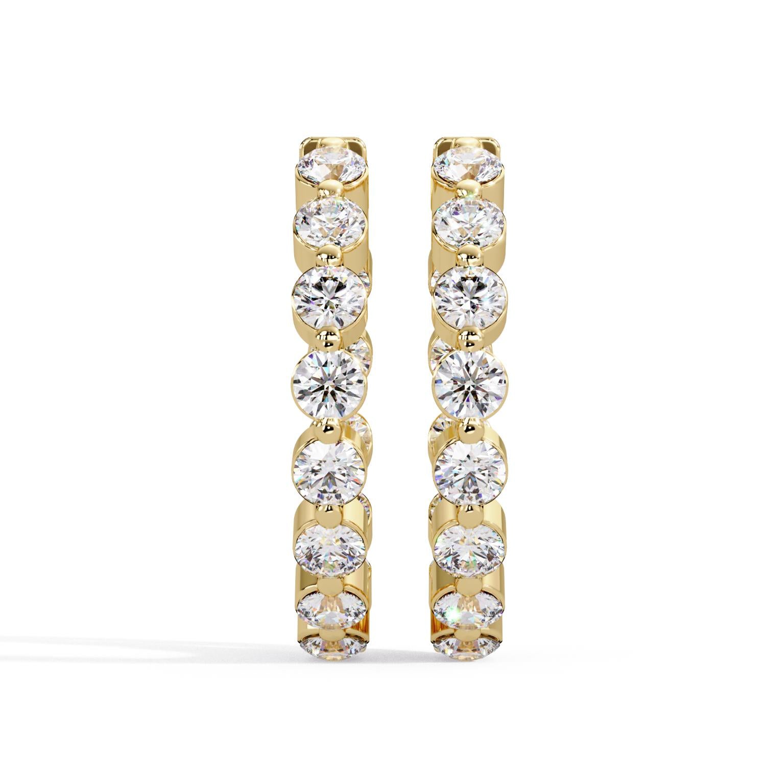Round 1.60 Ct Lab-Grown Diamond Double Row Eternity Hoop Earrings - Sterling Silver