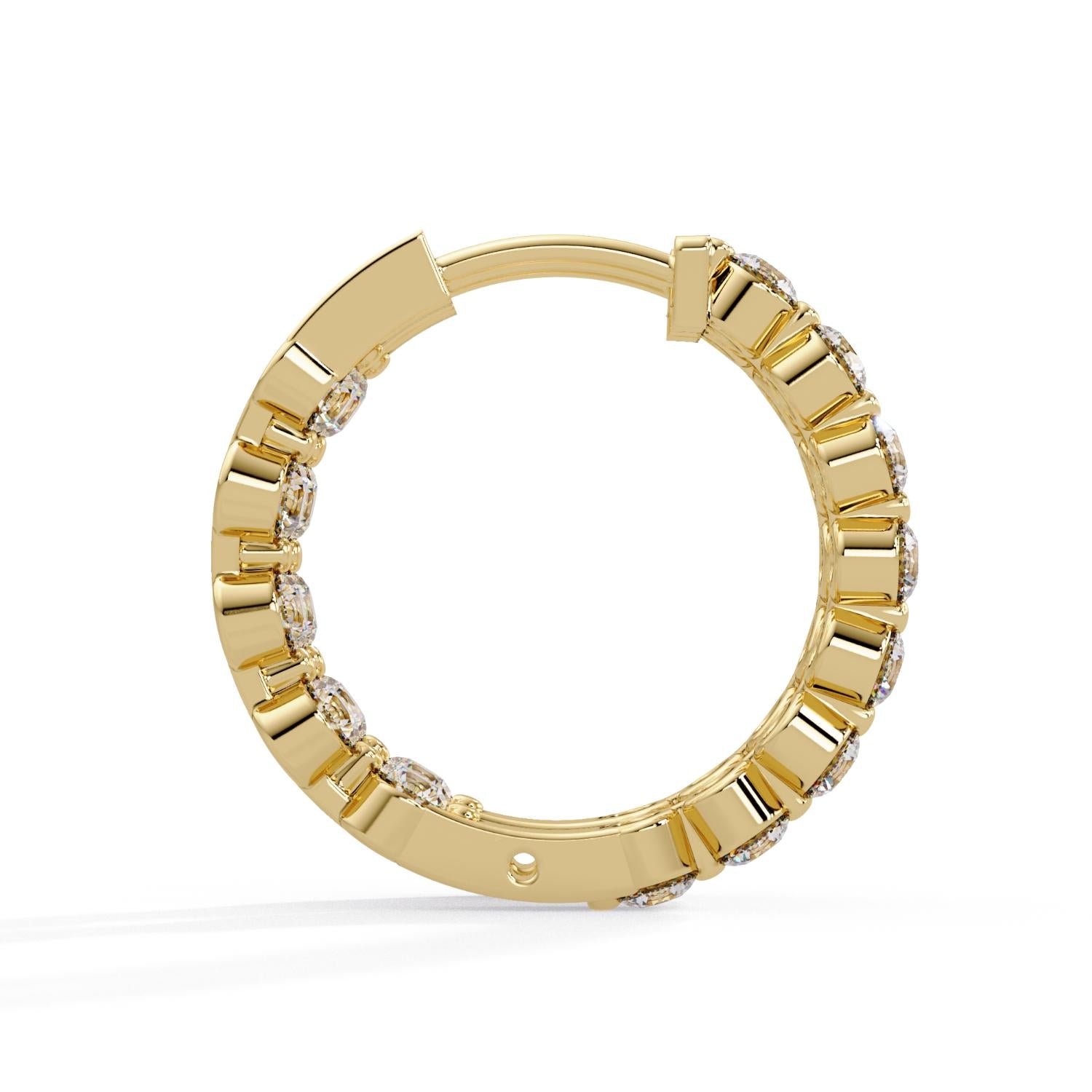 Round 1.60 Ct Lab-Grown Diamond Double Row Eternity Hoop Earrings - Sterling Silver
