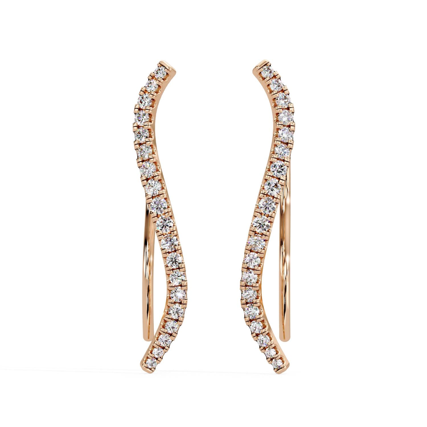 0.36 Ct Lab-Grown Diamond Curved Hoop Earrings - Sterling Silver