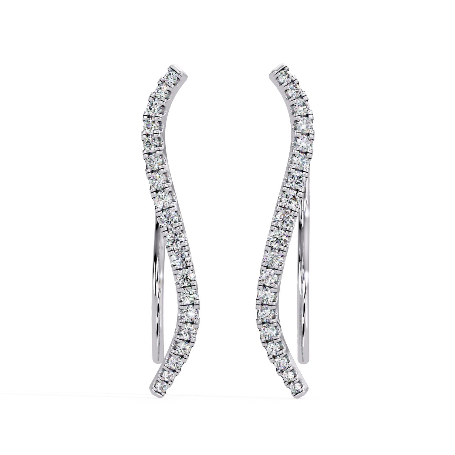 0.36 Ct Lab-Grown Diamond Curved Hoop Earrings - Sterling Silver