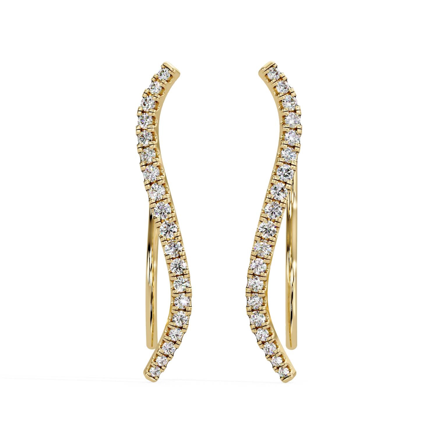 0.36 Ct Lab-Grown Diamond Curved Hoop Earrings - Sterling Silver