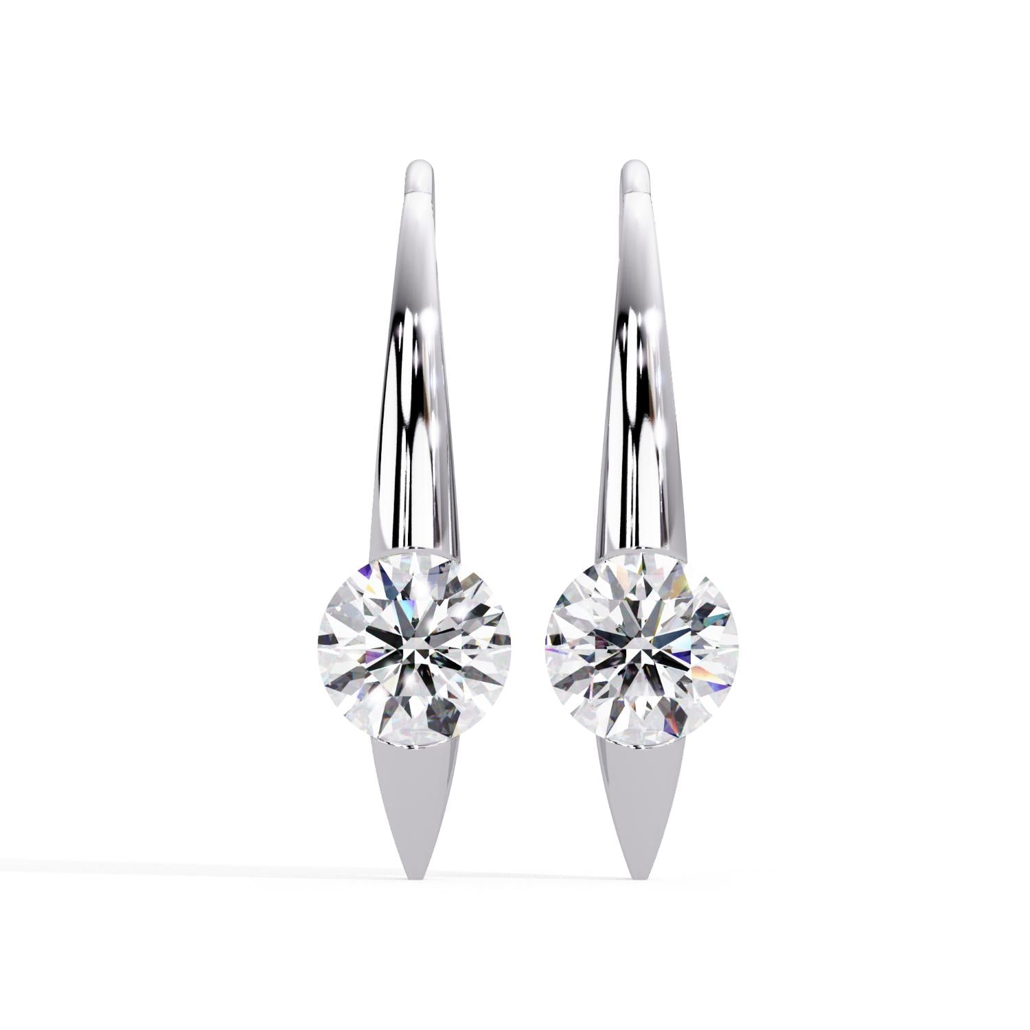 Round 2.05 Ct Lab-Grown Diamond Drop Earrings - Sterling Silver