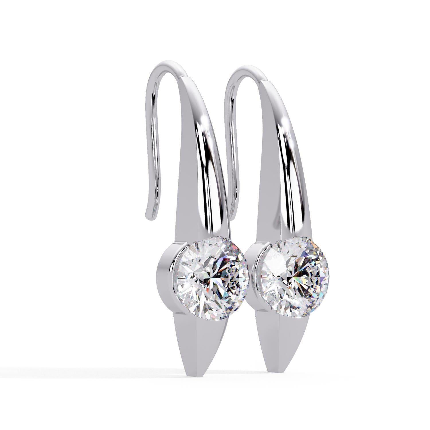 Round 2.05 Ct Lab-Grown Diamond Drop Earrings - Sterling Silver