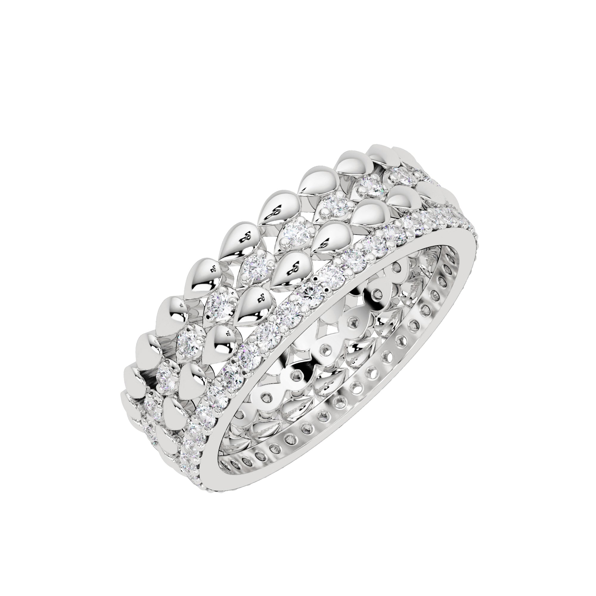 Lab Grown Diamond 0.60 CTW Round Multi-Row Eternity Ring- Sterling Silver